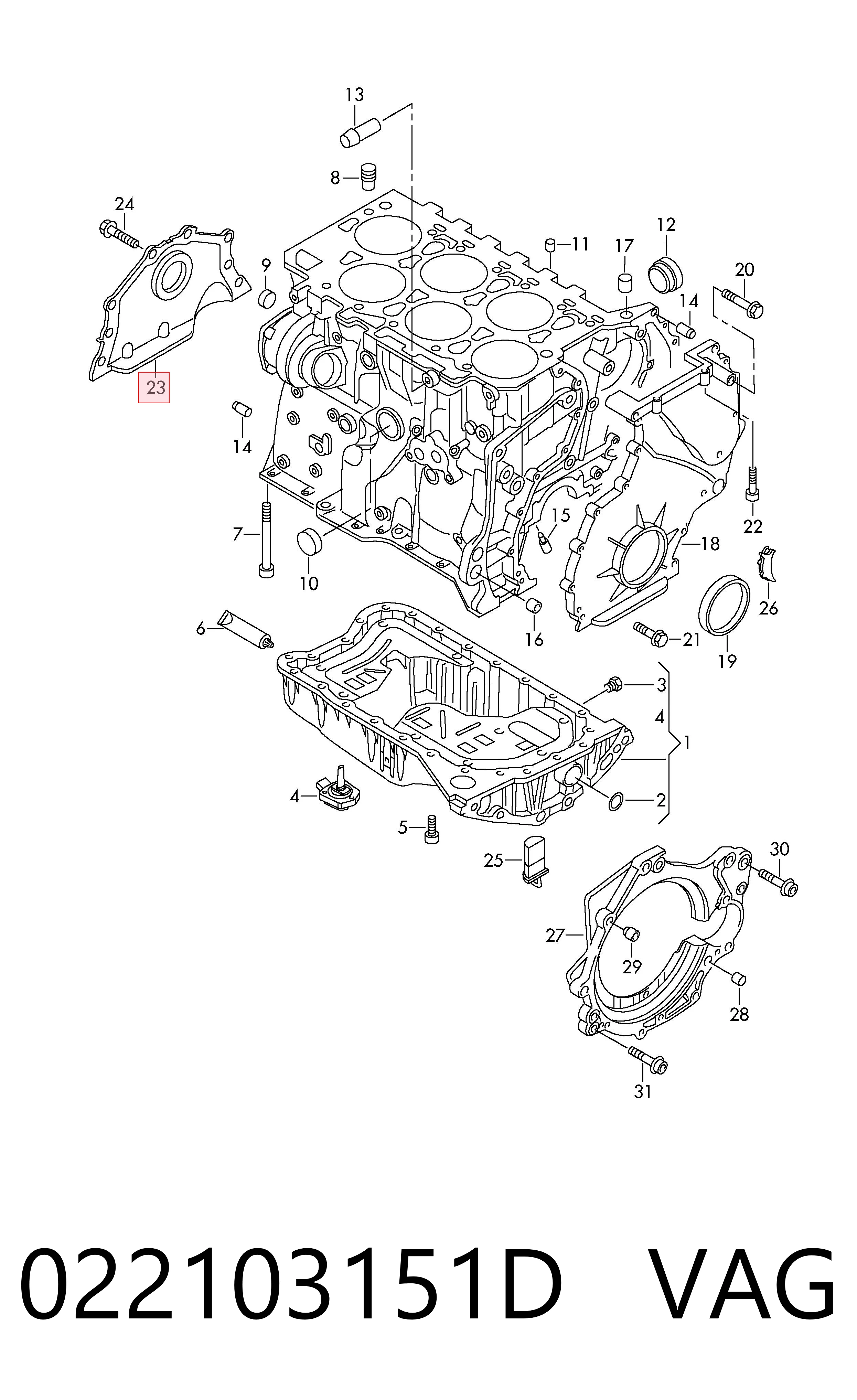 022103151D VAG Vedação dianteira de cambota de motor