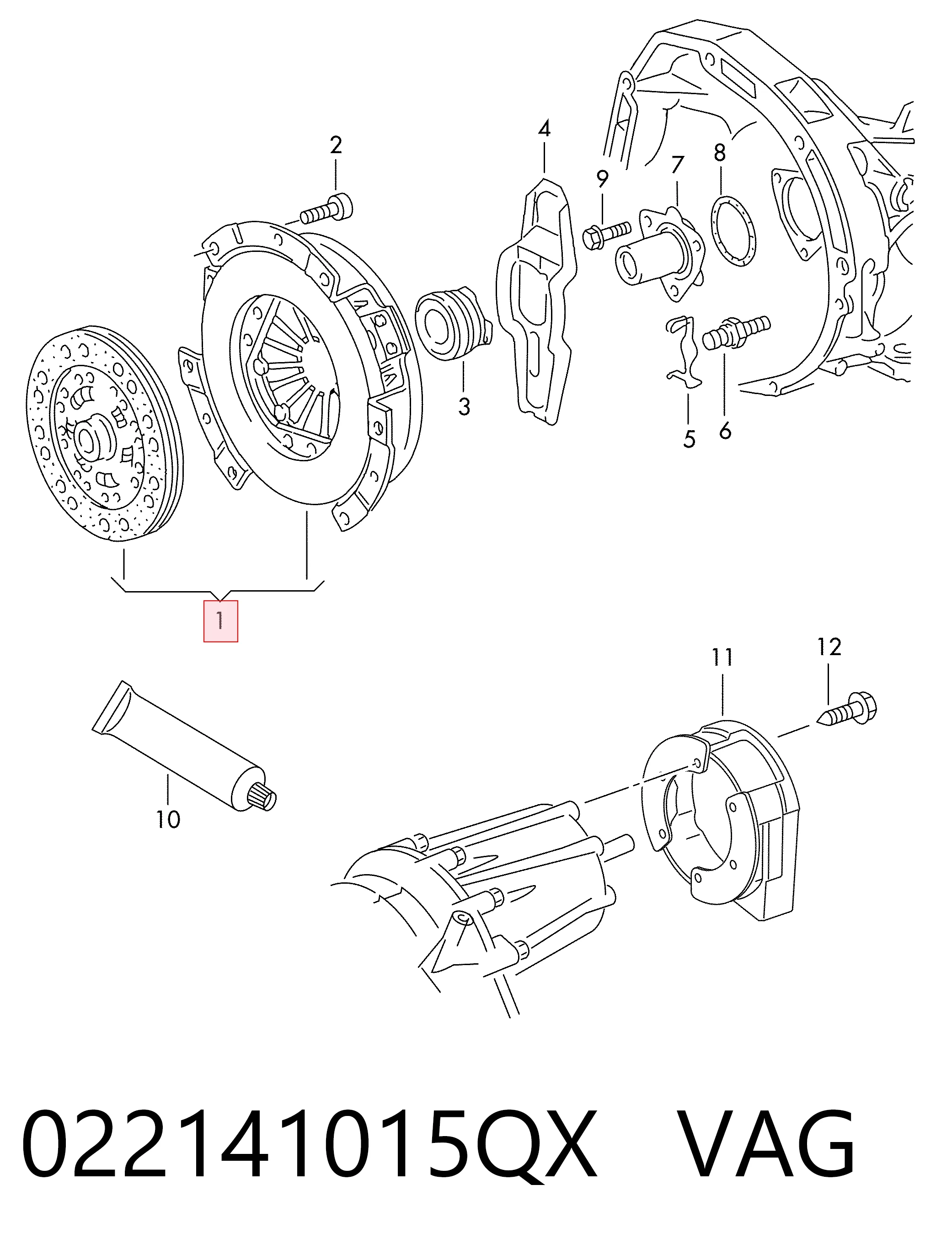 022141015QX VAG Kit de embraiagem (3 peças)
