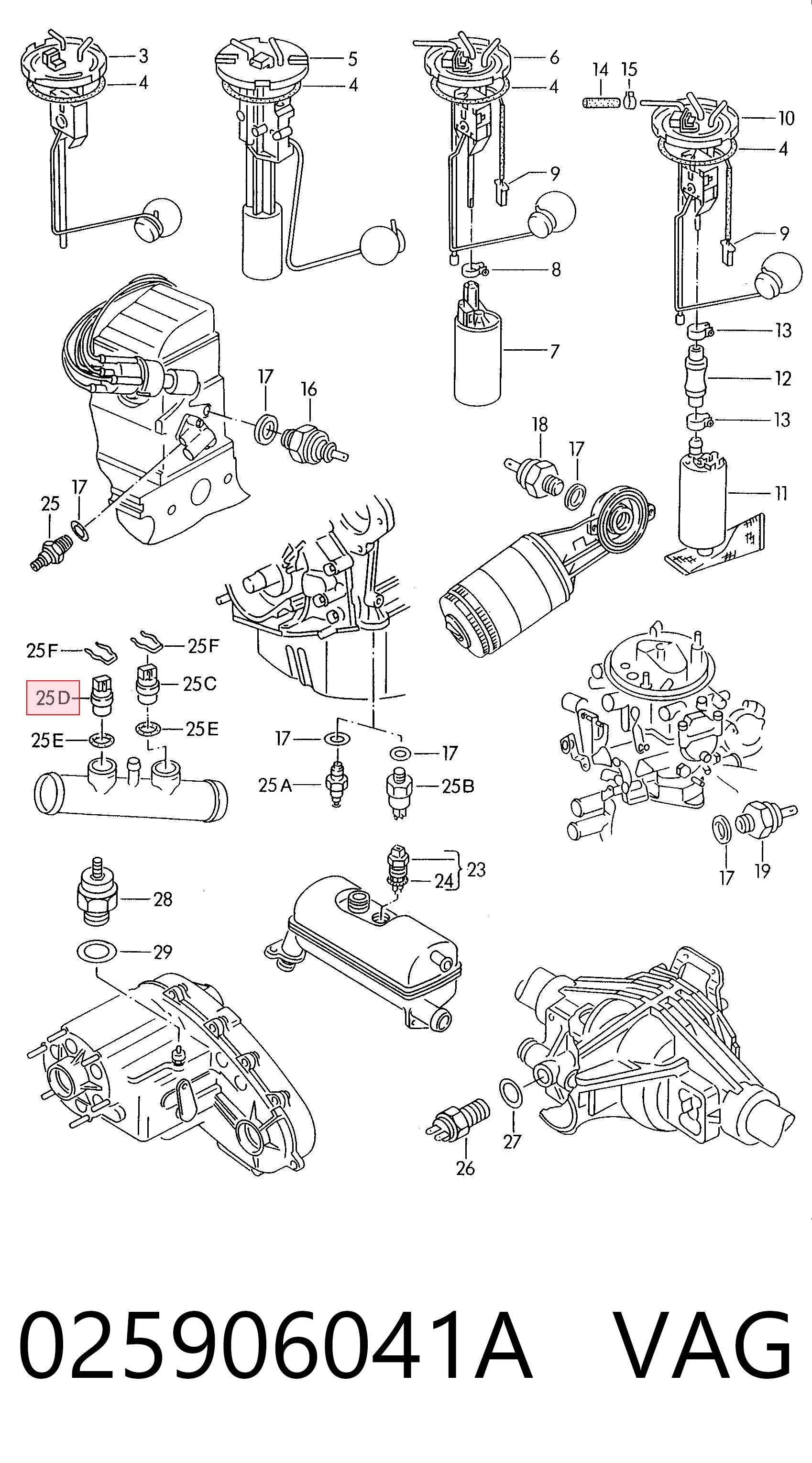 025906041A VAG Sensor de temperatura do fluido de esfriamento