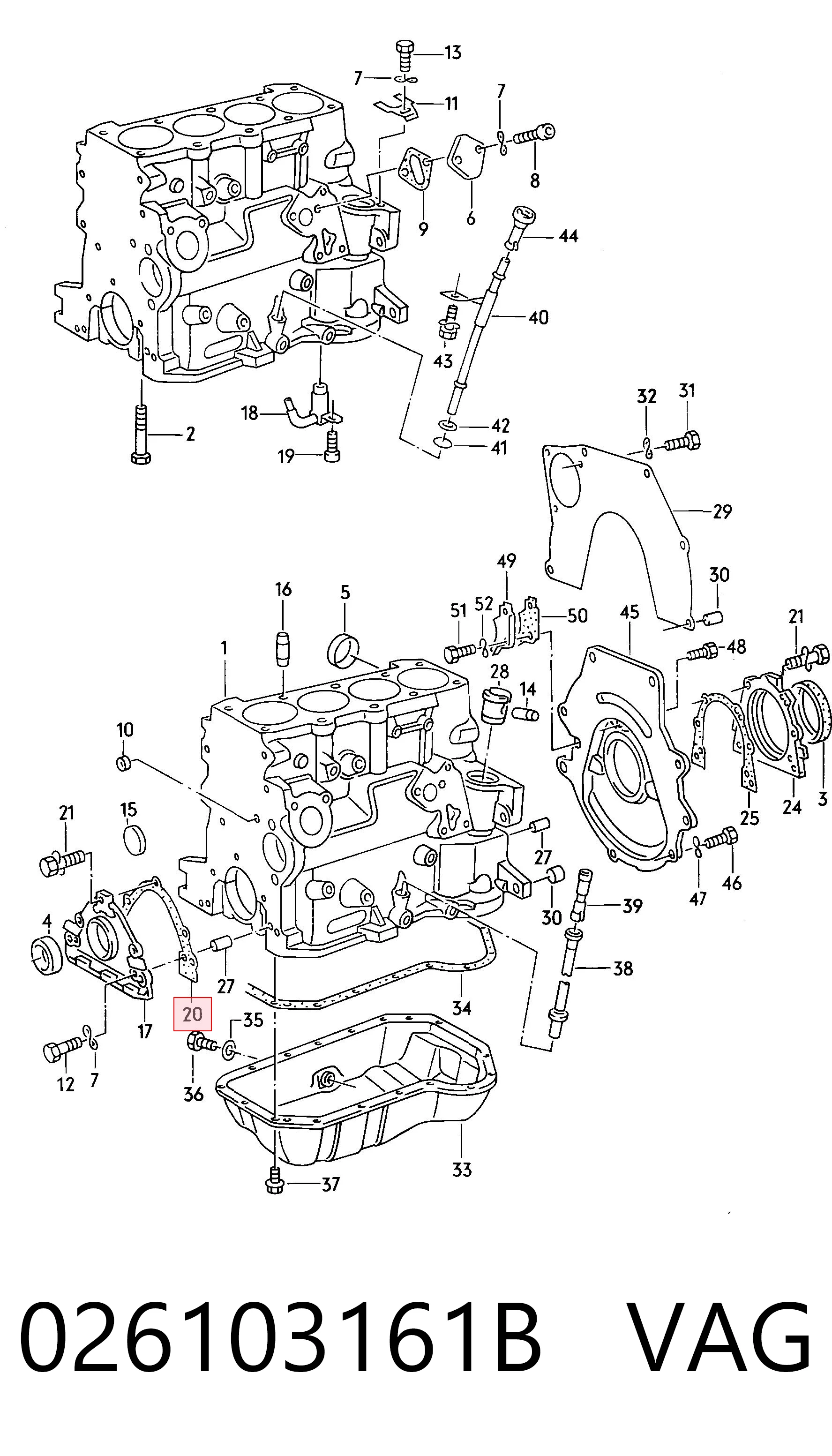 026103161B VAG Vedante de tampa dianteira de motor