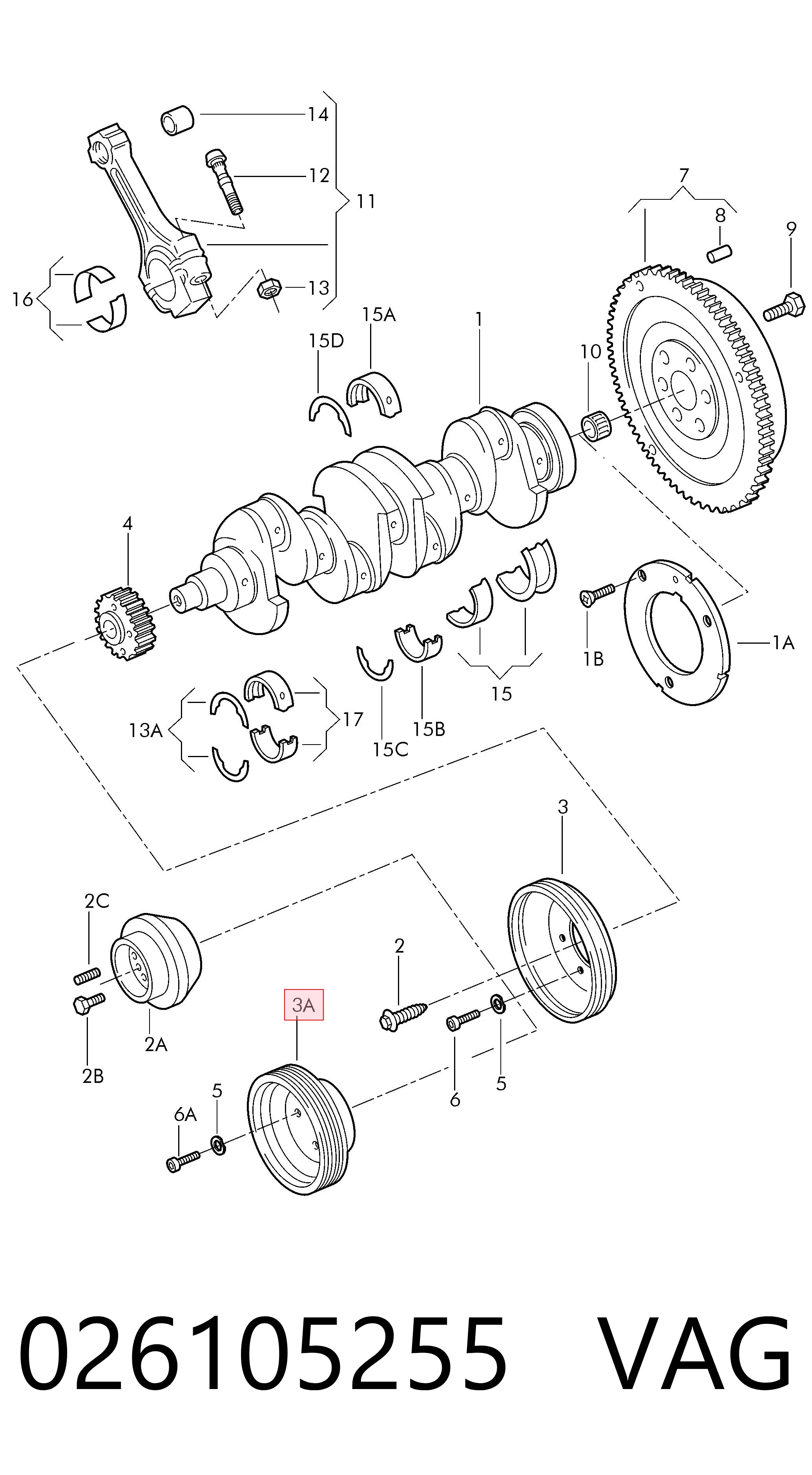 Polia de cambota para Audi 80 89, 89Q, 8A