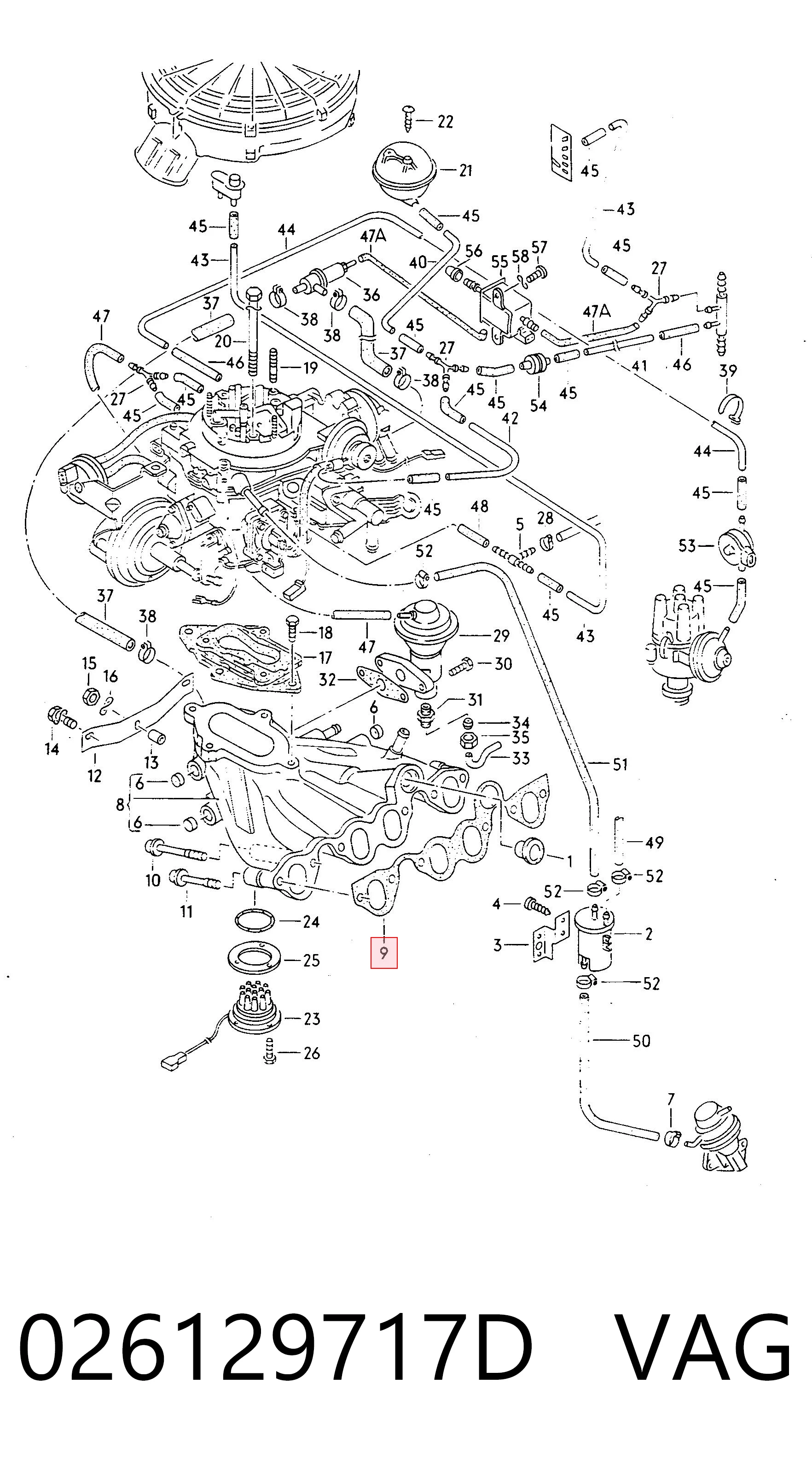 Vedante de tubo coletor de admissão para Volkswagen Jetta II 19E, 1G2, 165, 167