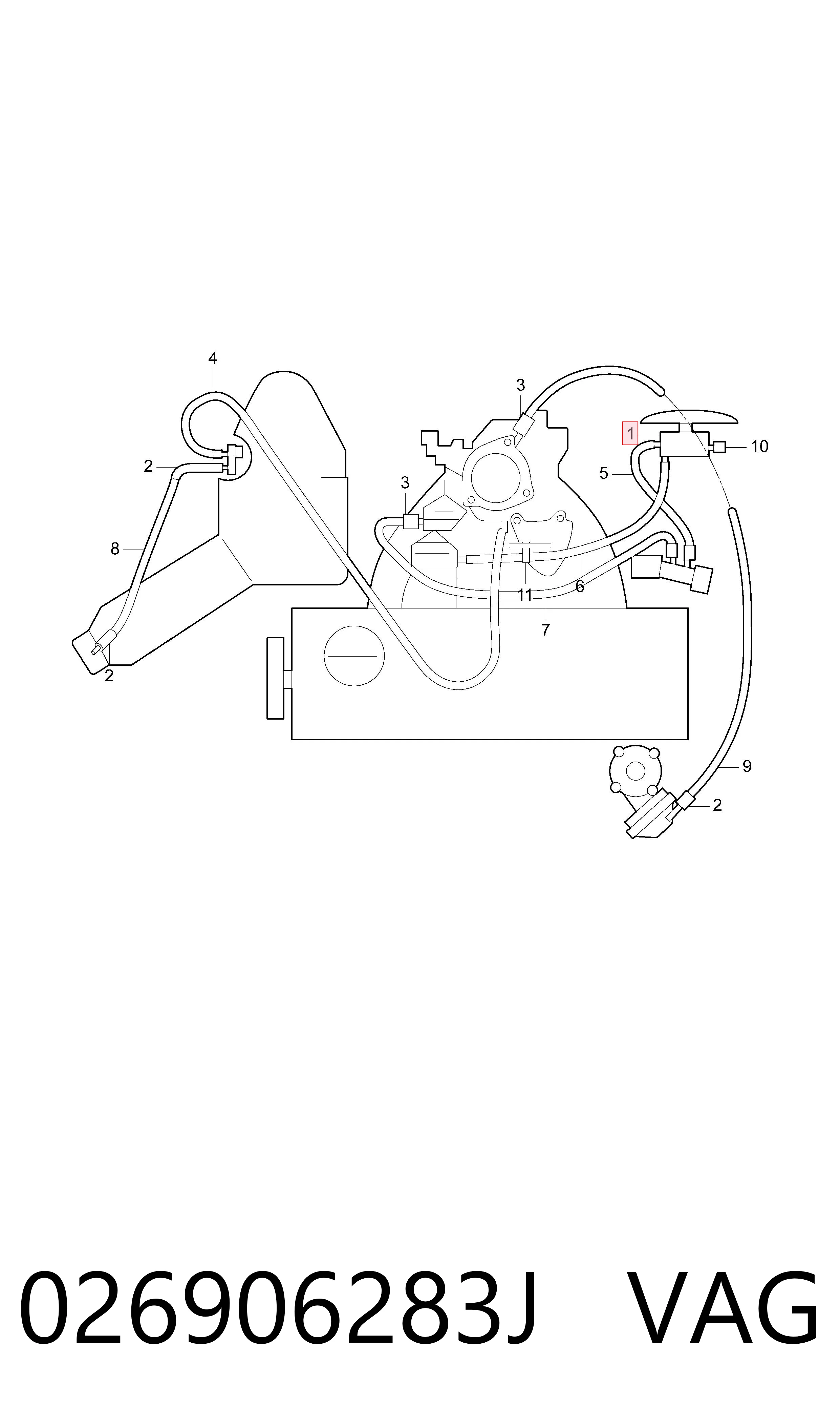 026906283J VAG Válvula solenoide de controlo de comporta de ar secundário