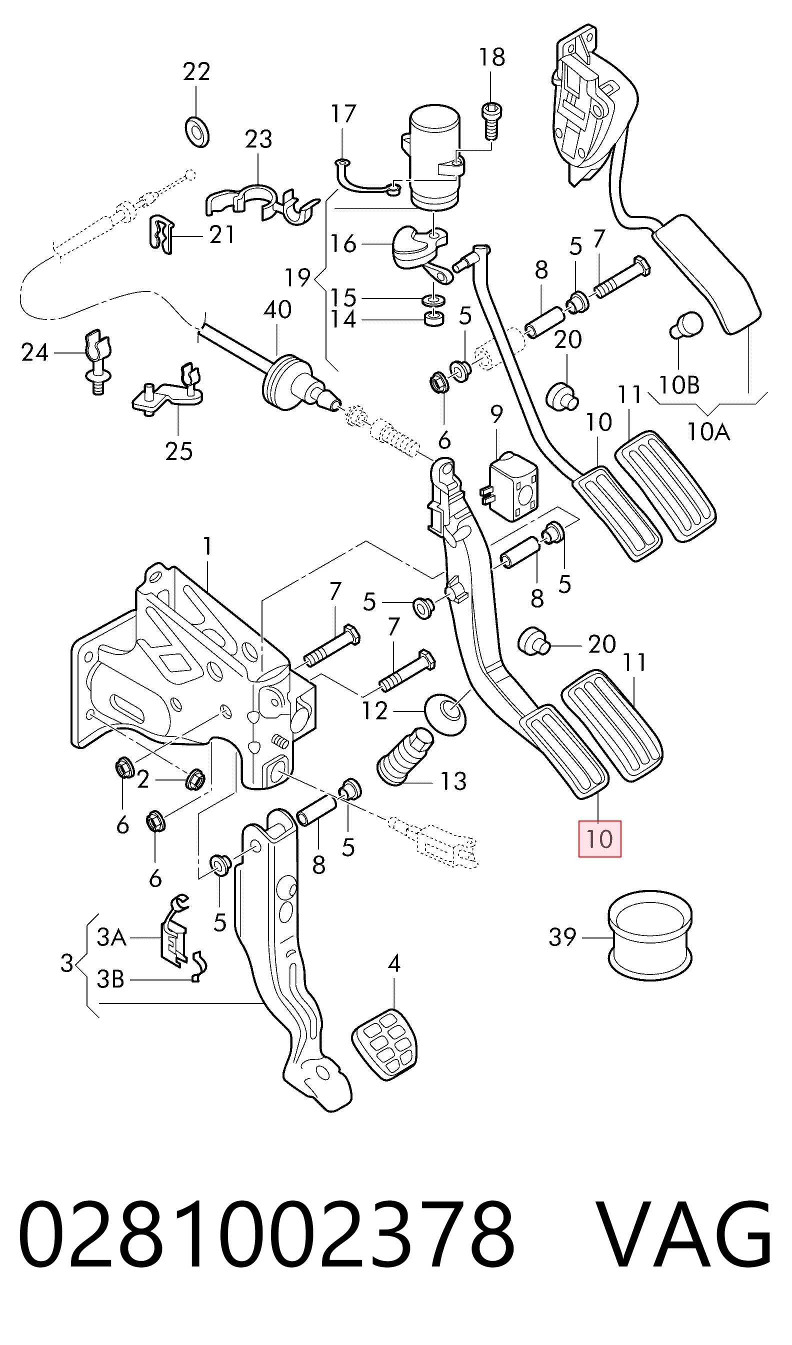 Pedal de gás (de acelerador) para Volkswagen Golf IV 1J1