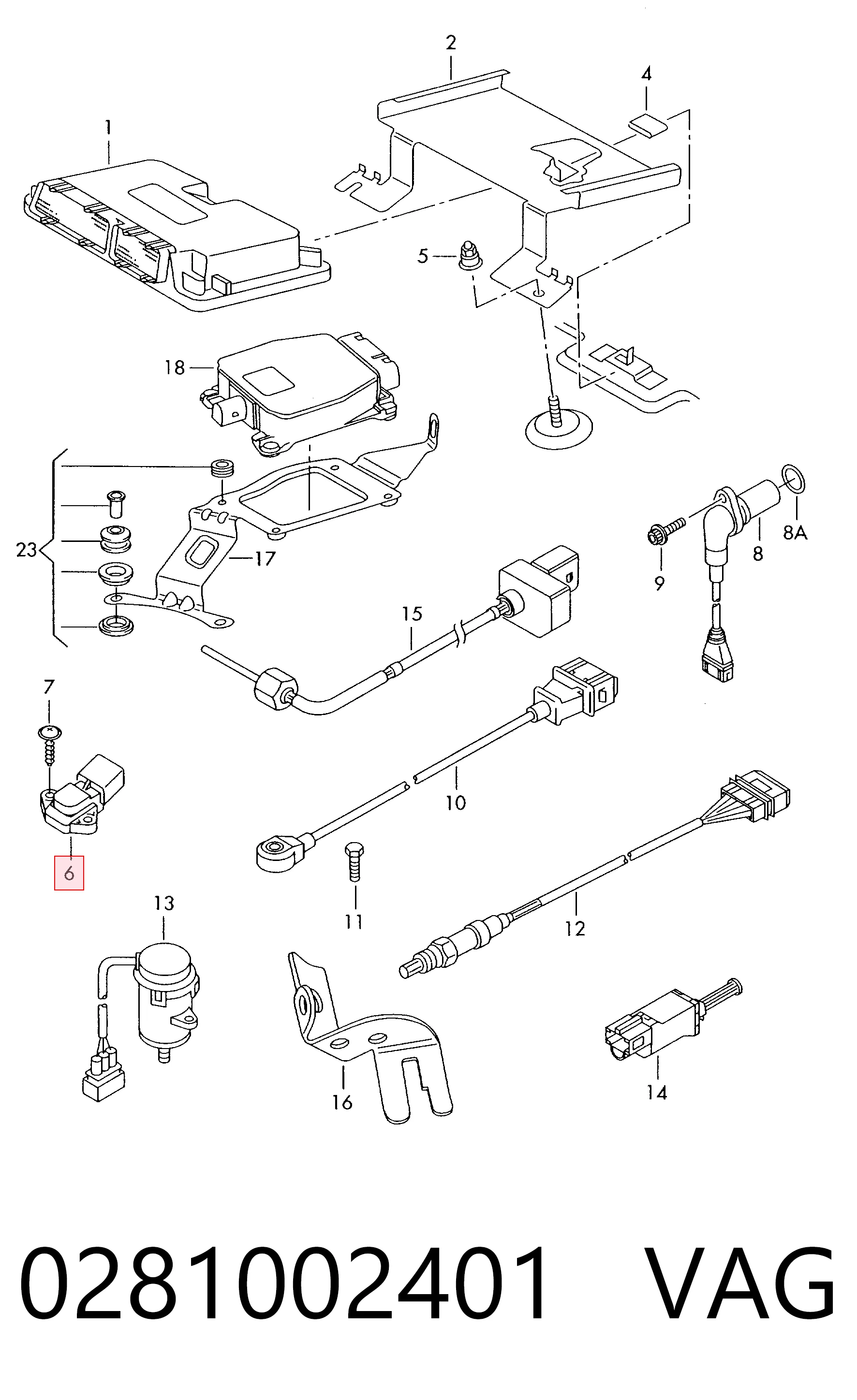 0281002401 VAG Sensor de pressão de supercompressão