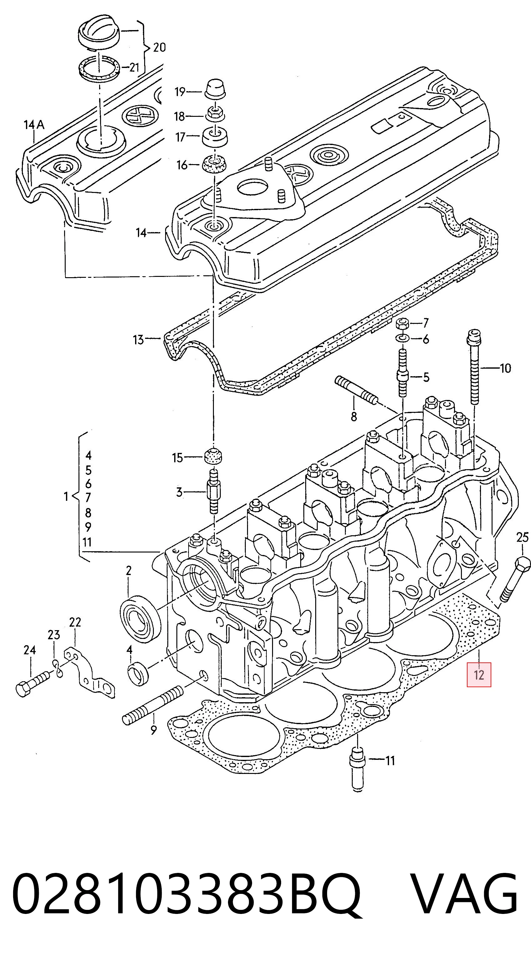 028103383BQ VAG Vedante de cabeça de motor (CBC)