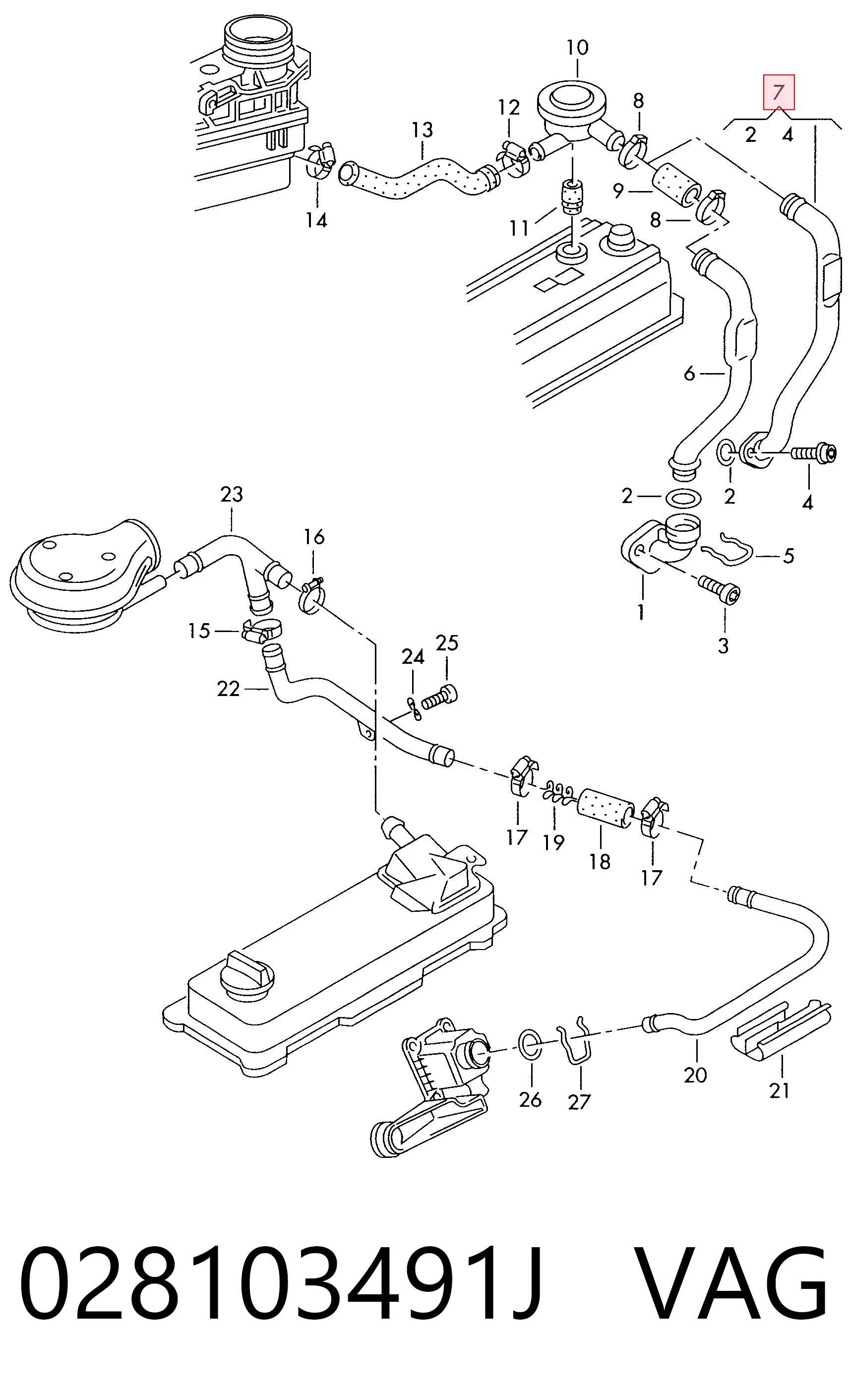 Cano derivado de ventilação de cárter (de separador de óleo) VAG 028103491J preço, a partir de 16,29 USD