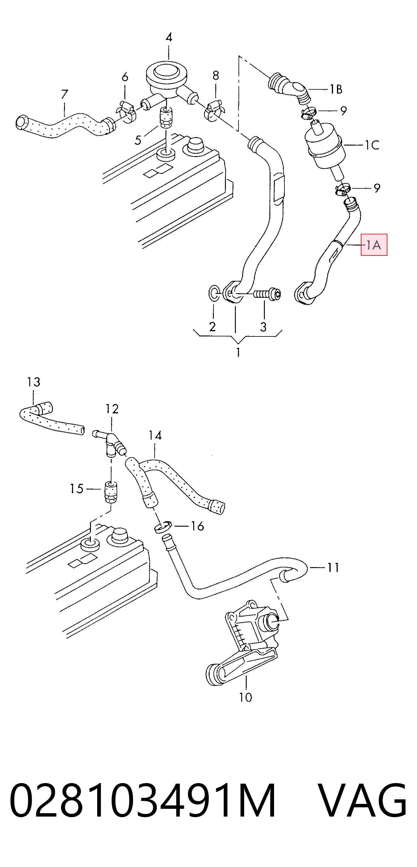 028103491M VAG Cano derivado do sistema de recirculação dos gases de escape EGR