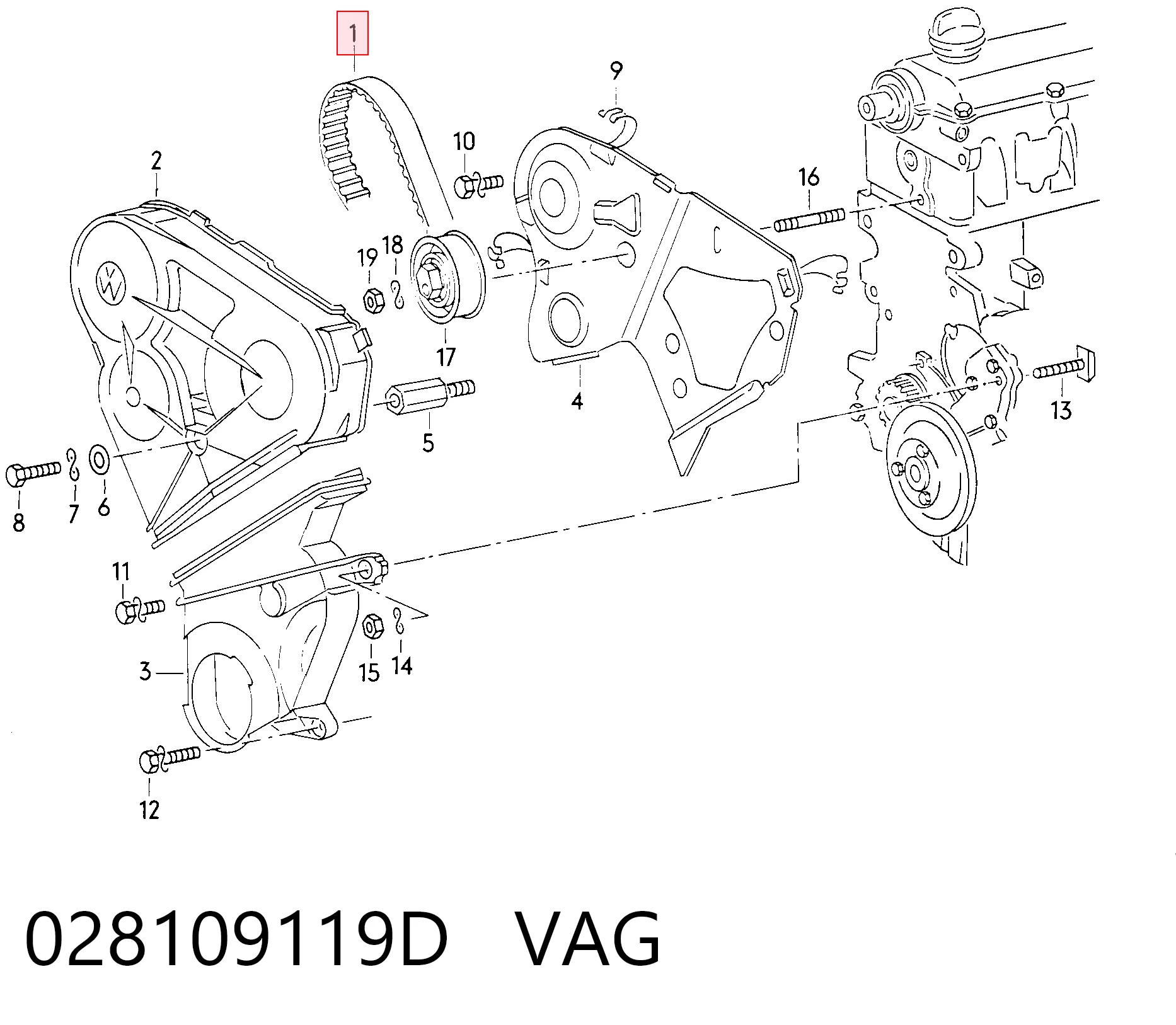  Correia do mecanismo de distribuição de gás Audi 80 B4 sedan (8C2) (1991 - 1994) B4