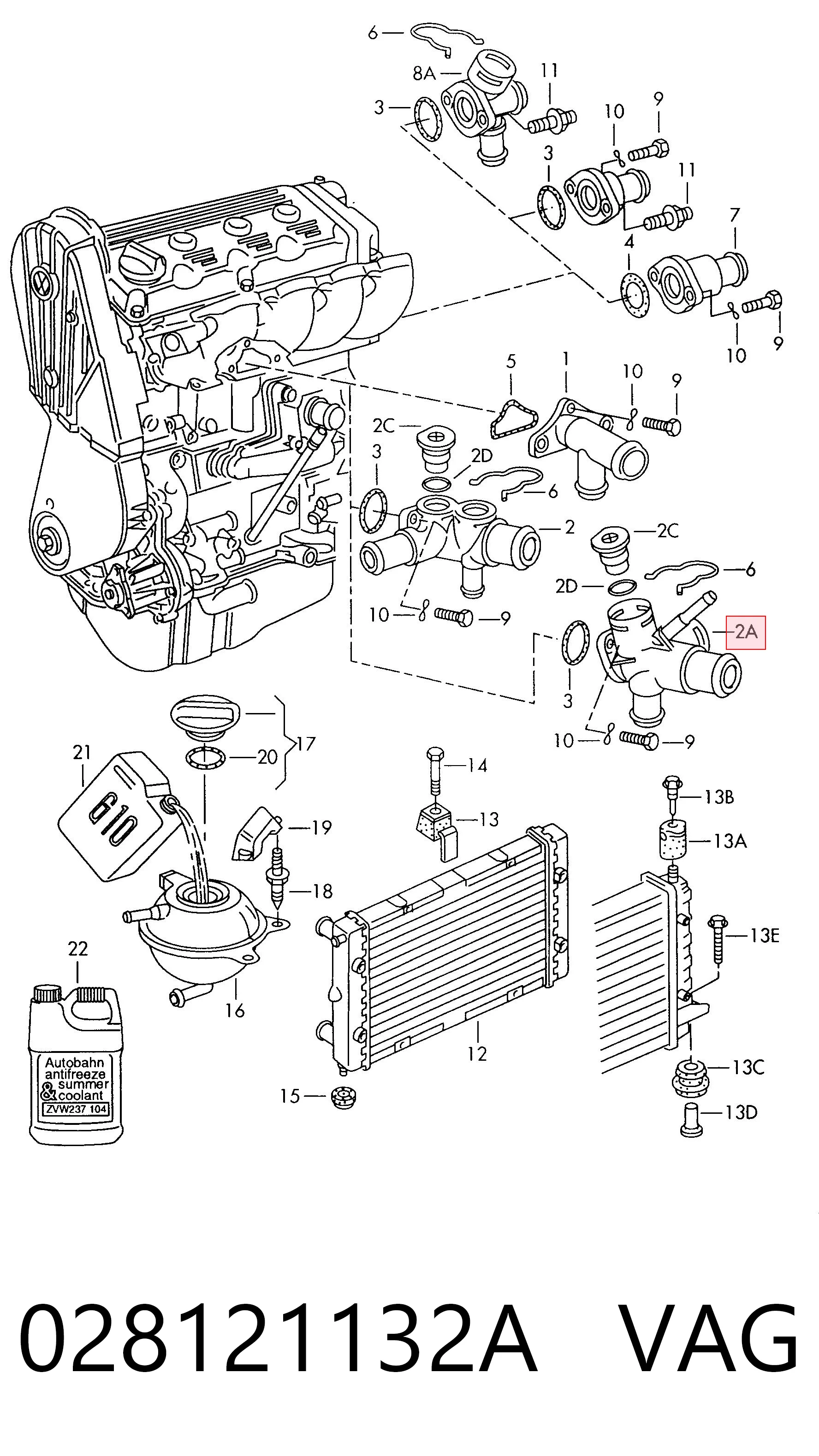 028121132A VAG Flange do sistema de esfriamento (união em T)