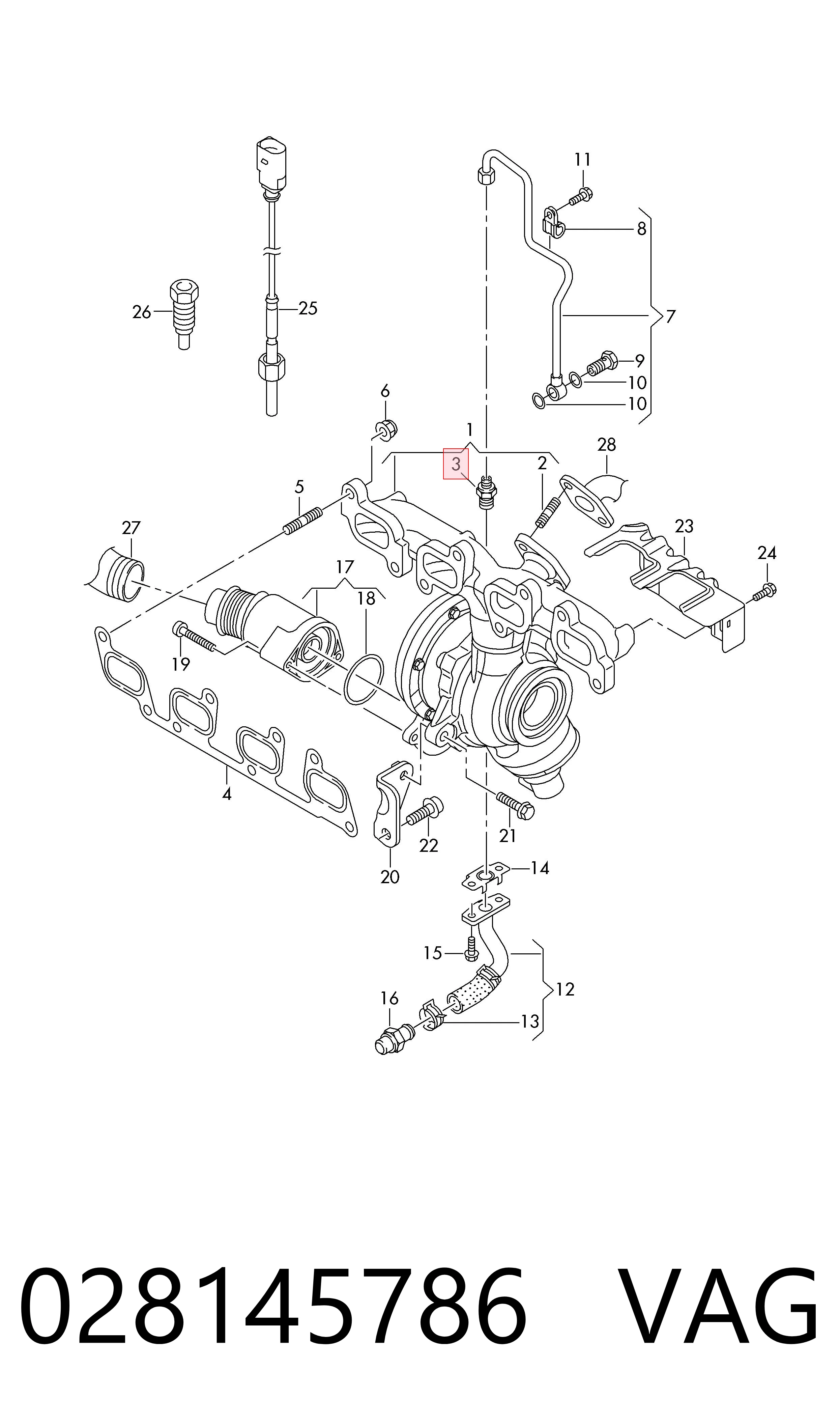 028145786 VAG Parafuso de tubo de turbina de fornecimento de óleo