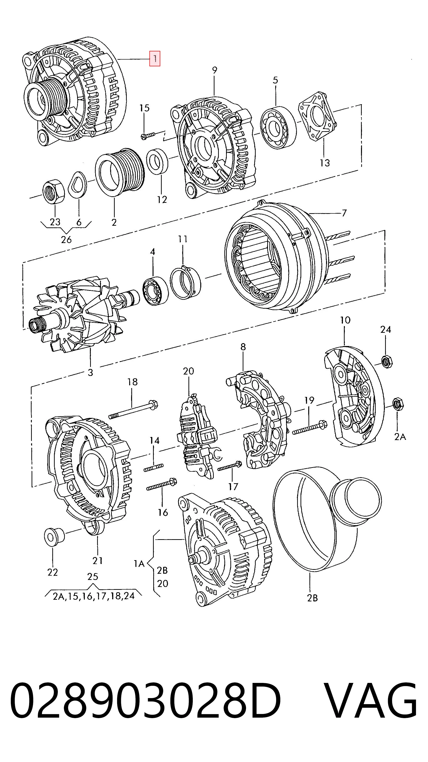 Gerador 028903028D VAG