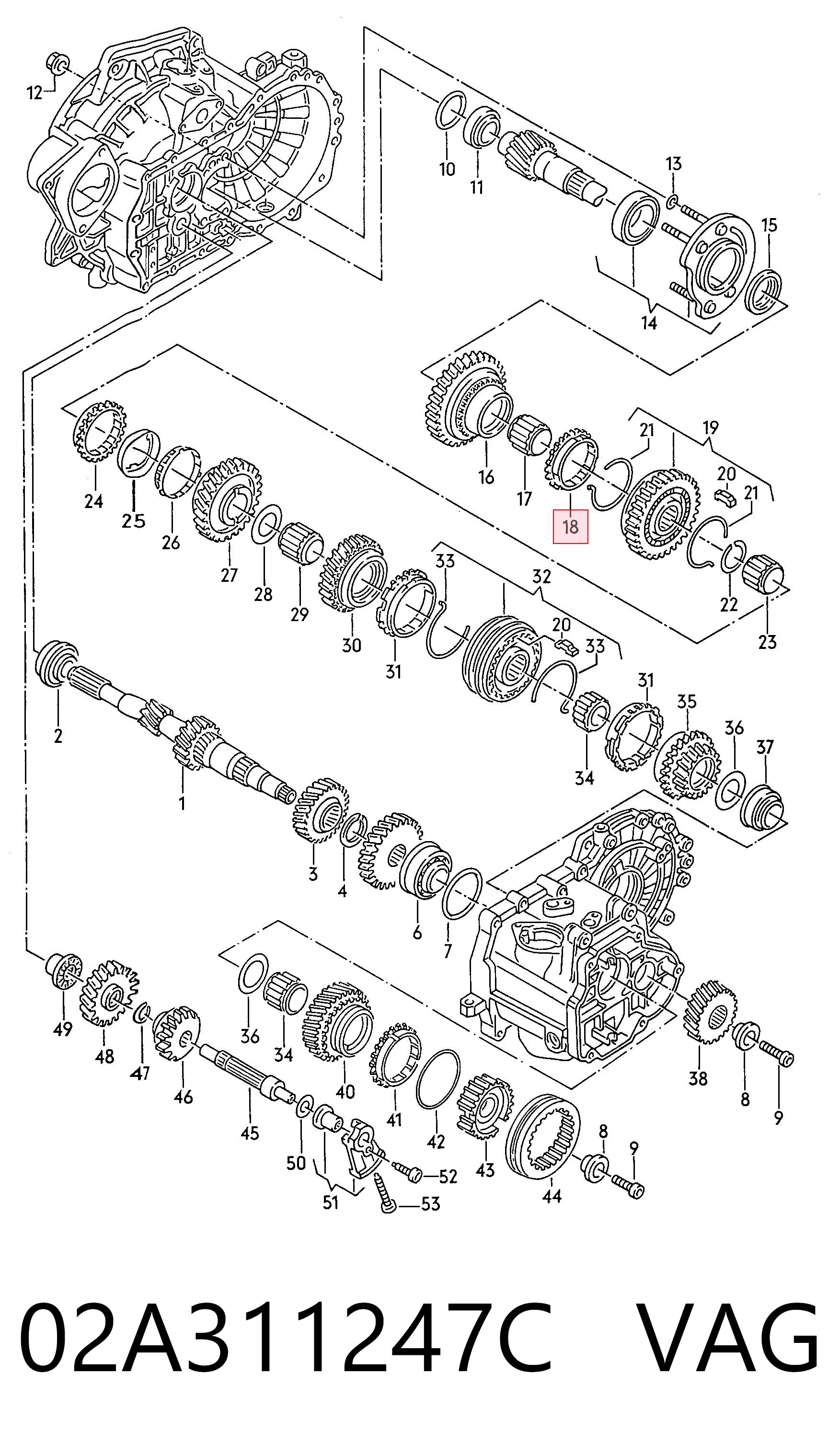 02A311247C VAG Anel de sincronizador
