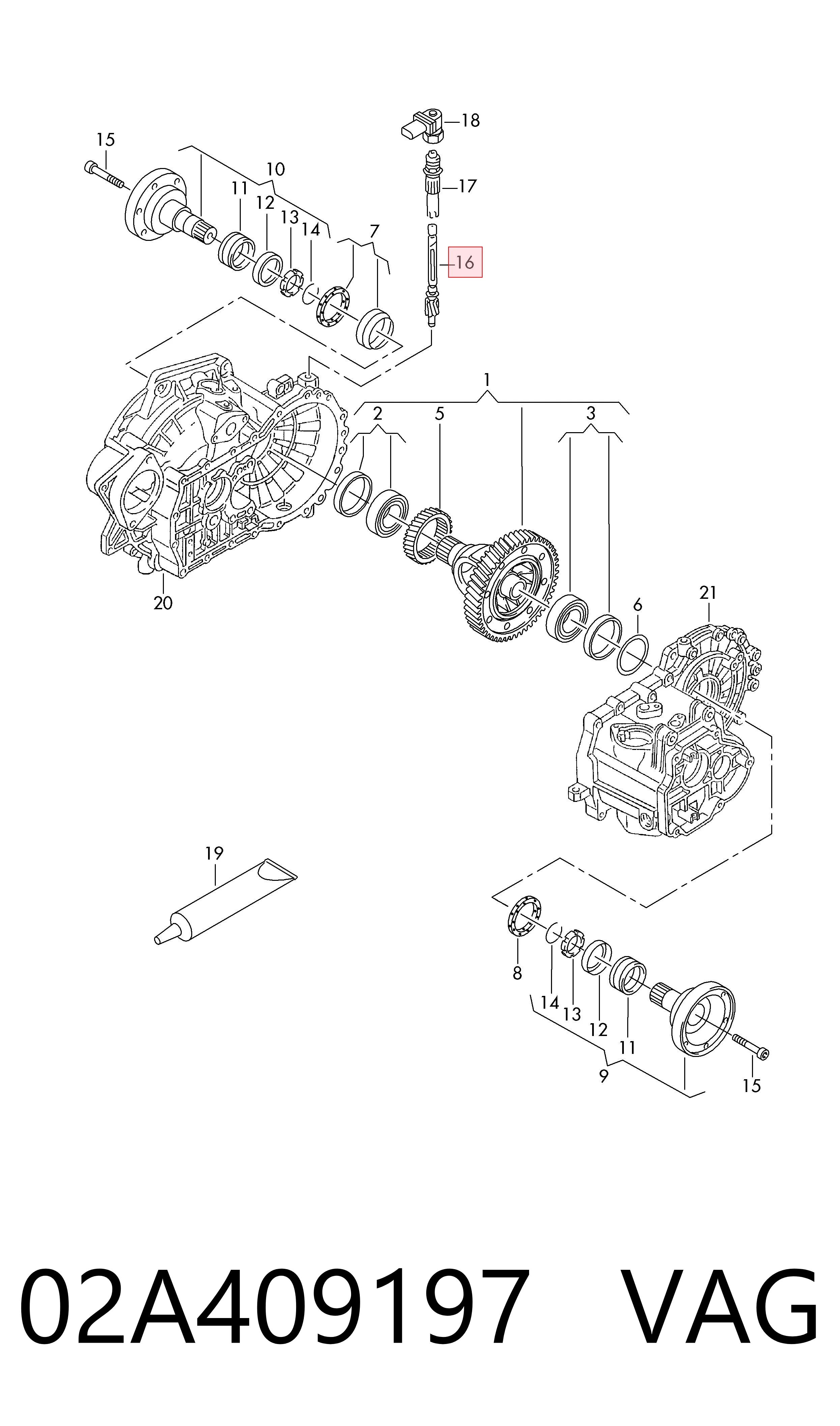 02A409197 VAG Roda dentada propulsada de velocímetro