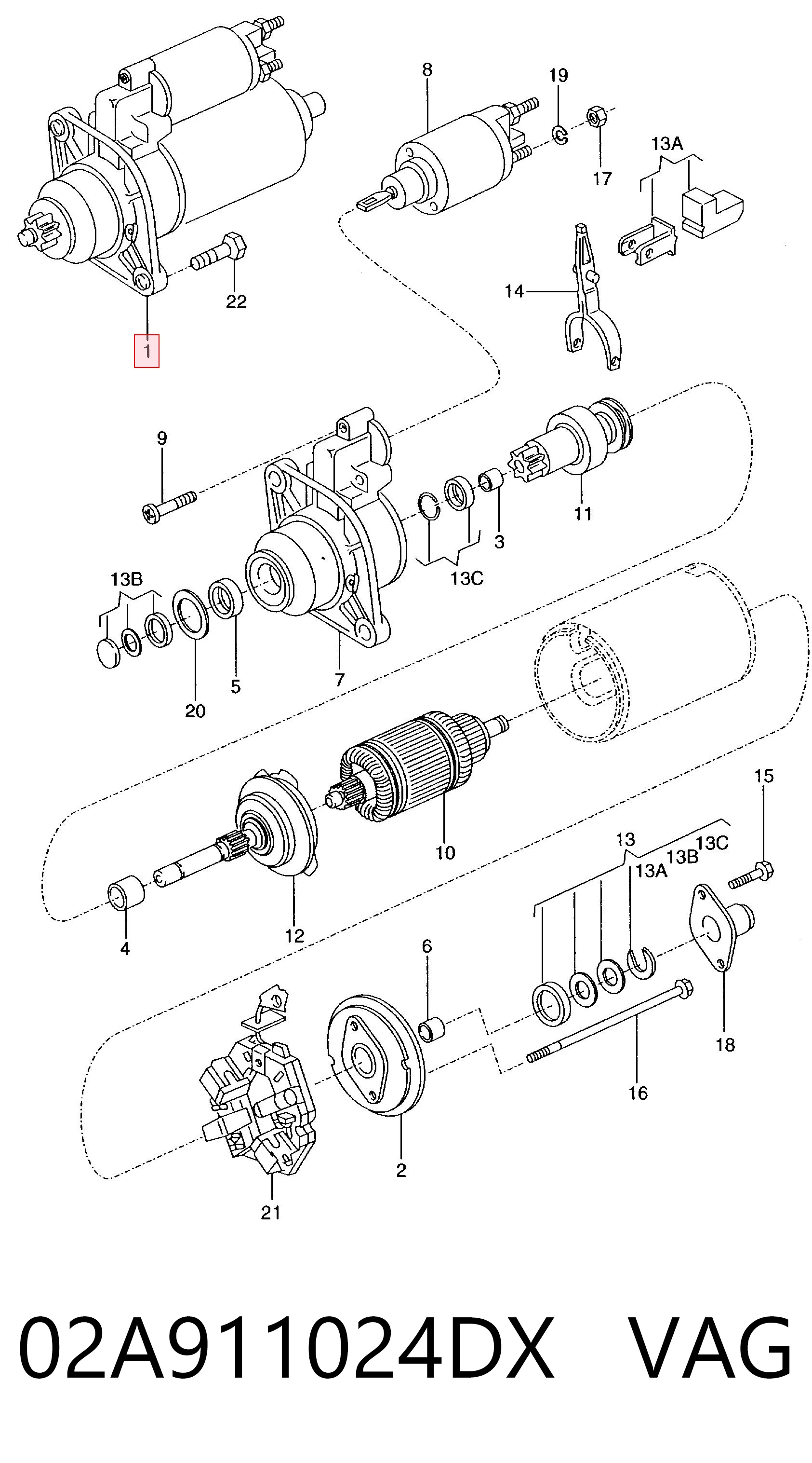 Motor de arranco VAG 02A911024DX preço, a partir de 51,17 USD