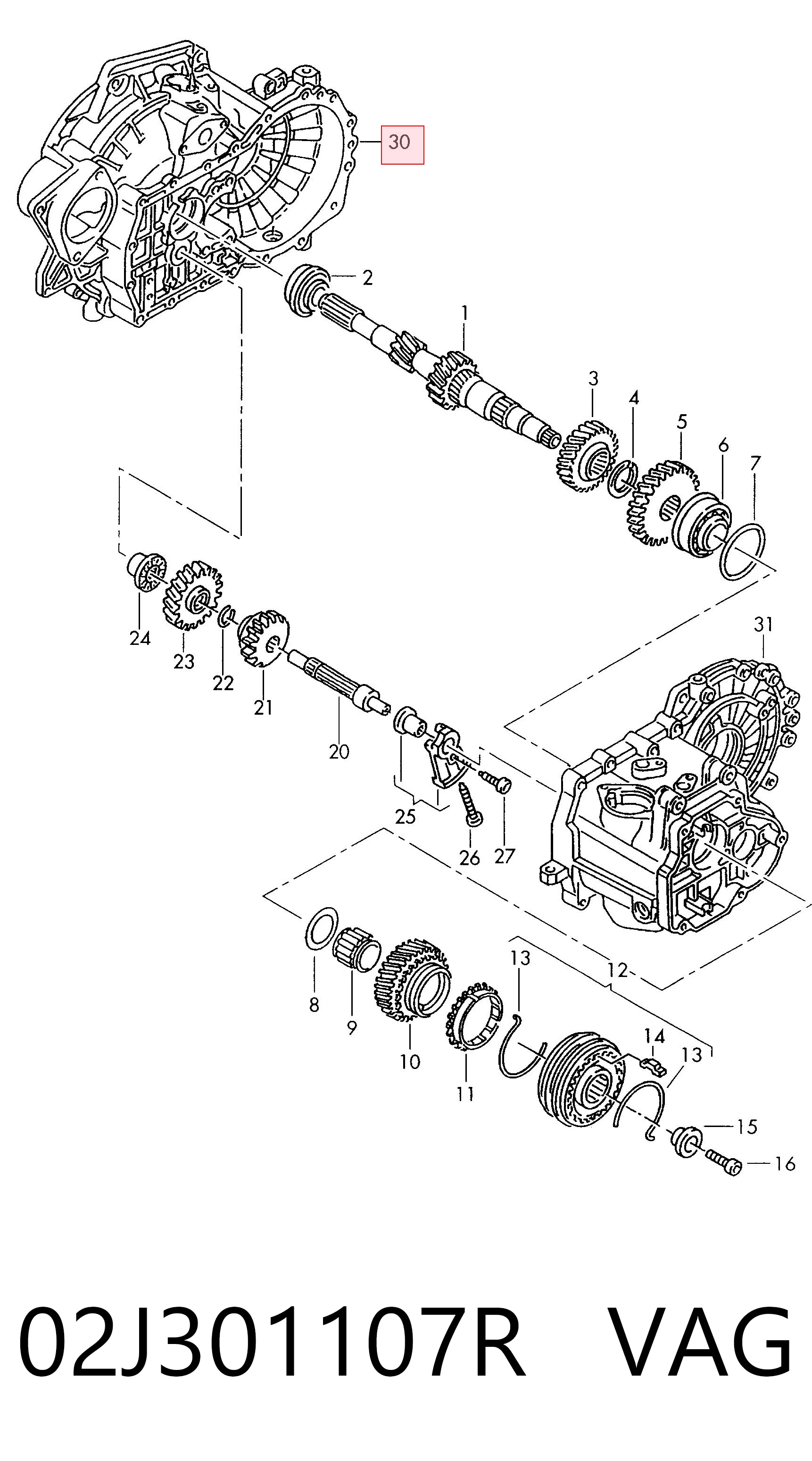 02J301107R VAG Cárter de embraiagem