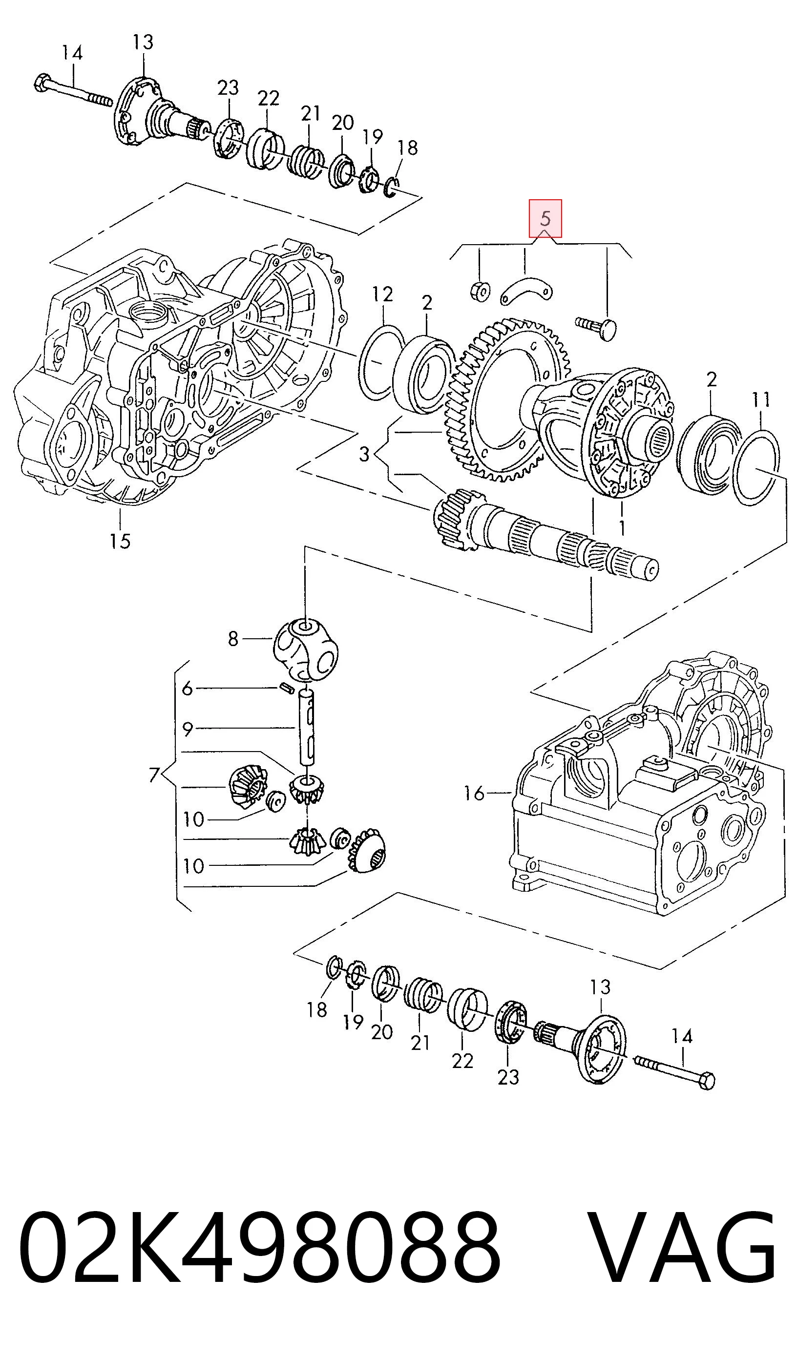 02K498088 VAG Kit de reparação da Caixa de Mudança