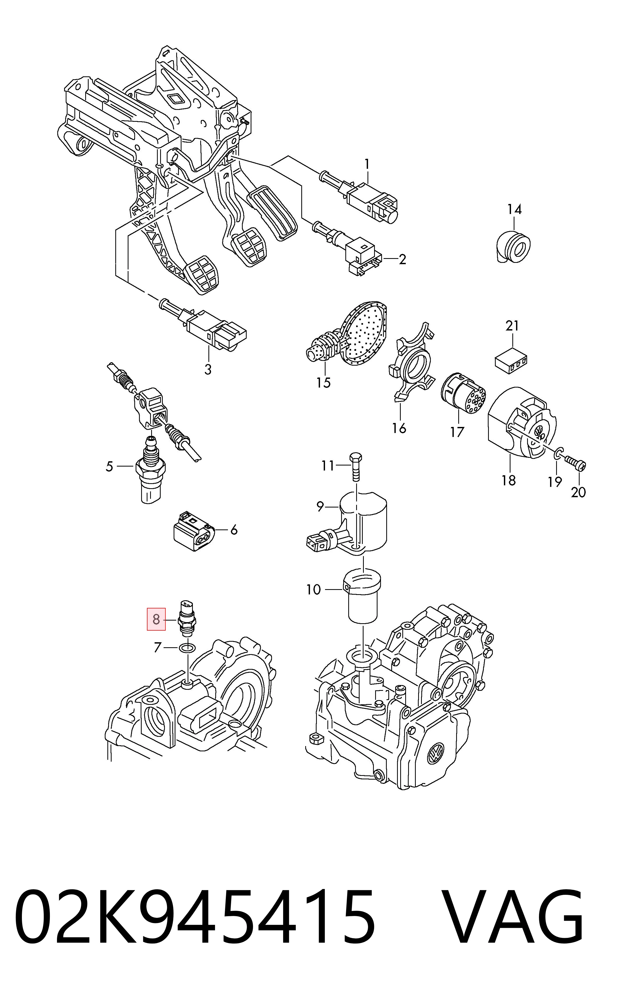 02K945415 VAG Sensor de ativação das luzes de marcha à ré