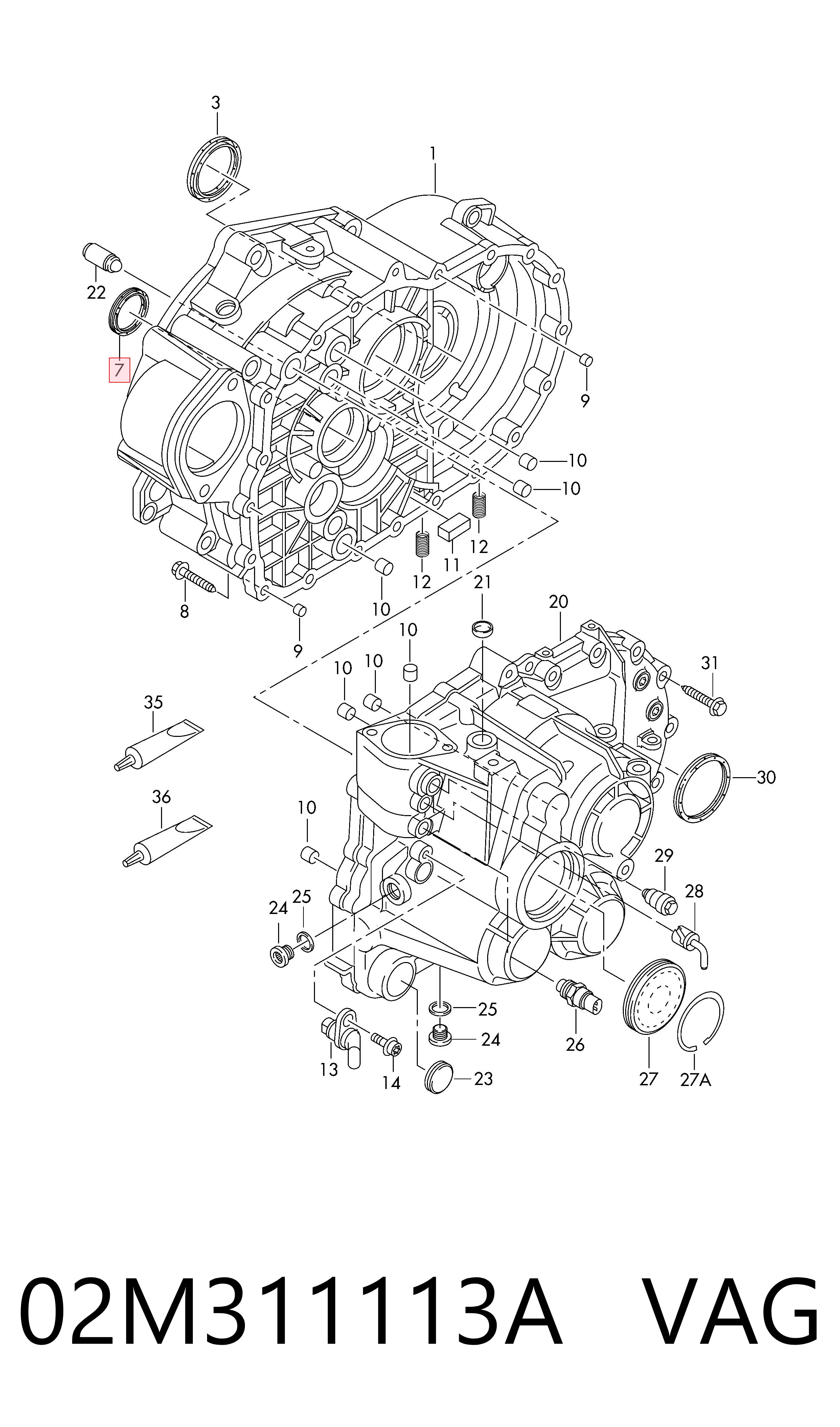 02M311113A VAG Vedação dianteira de cambota de motor