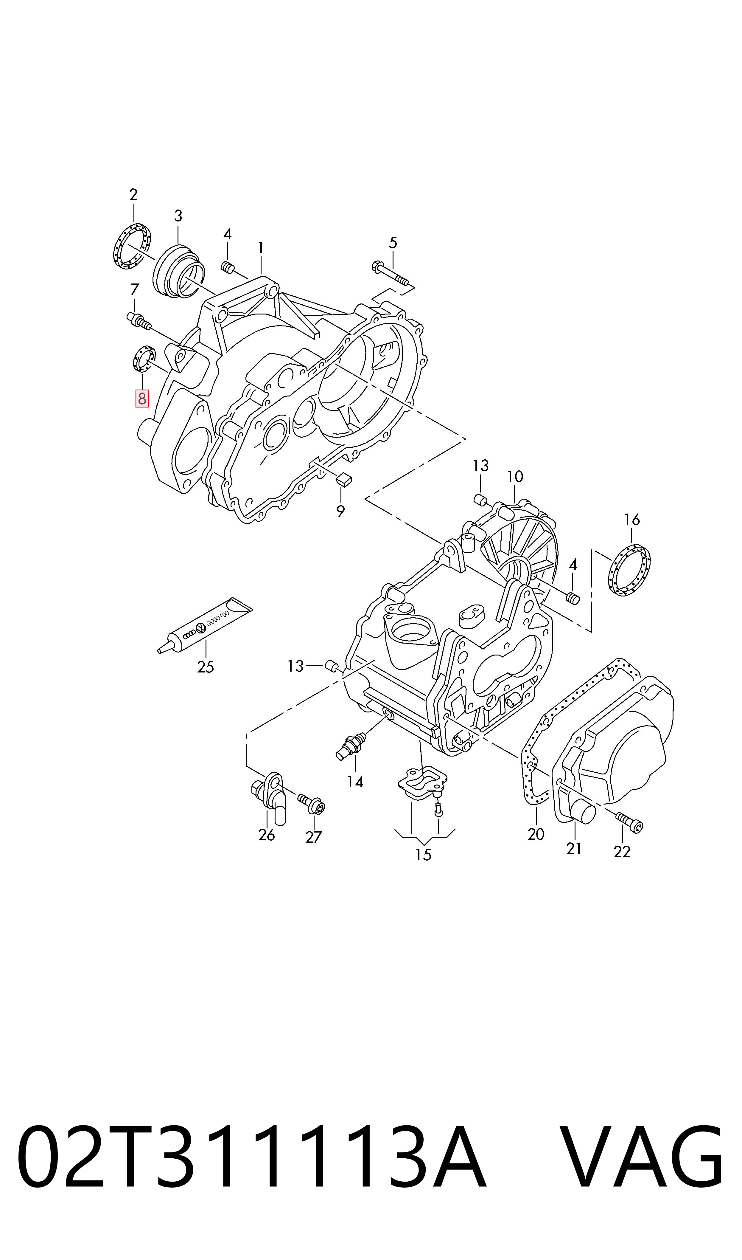 02T311113A VAG Vedação da Caixa Automática de Mudança (de árvore de saída/primária)