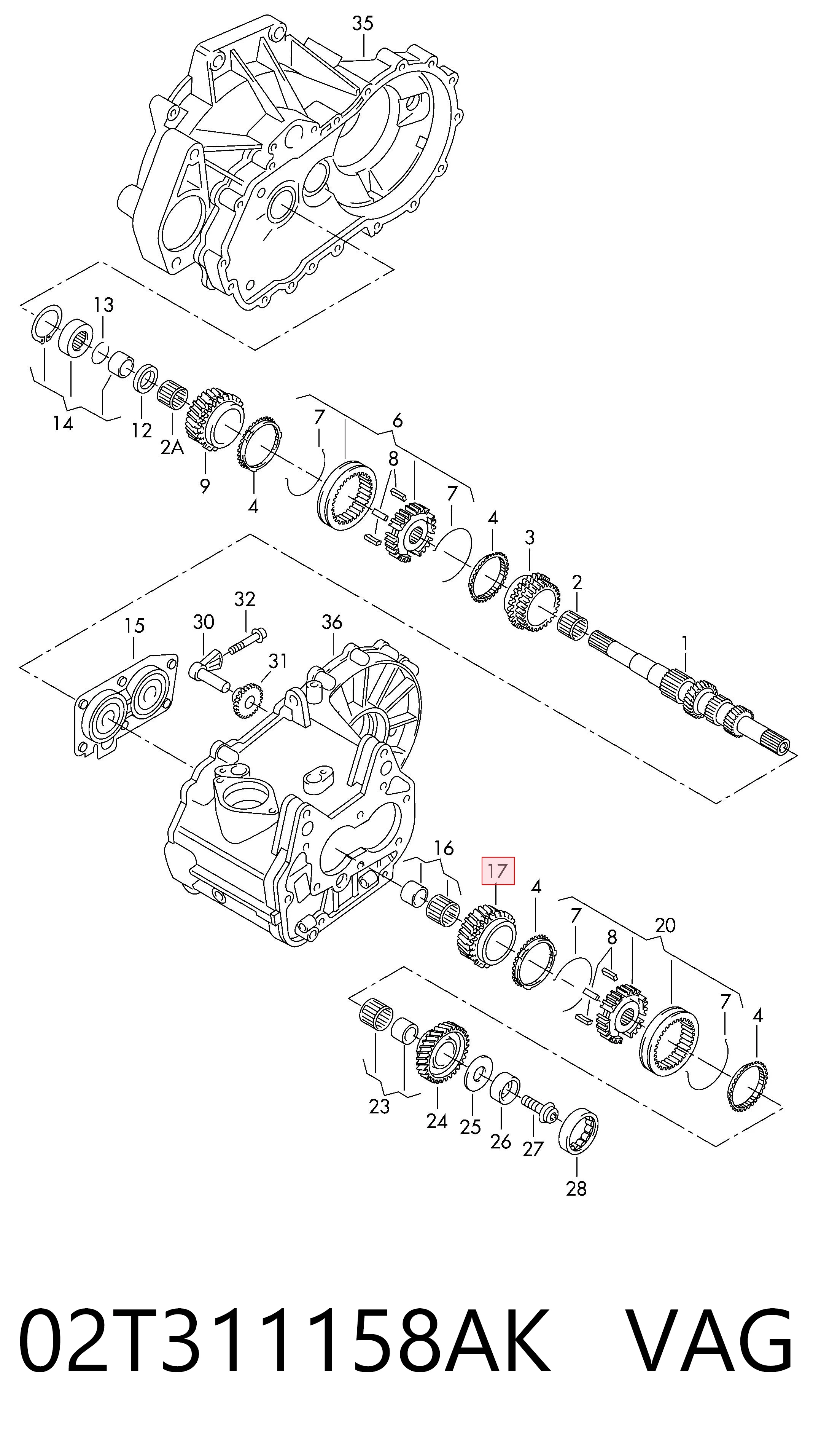 Roda dentada motriz de 5ª velocidade para Seat Altea XL 5P5, 5P8