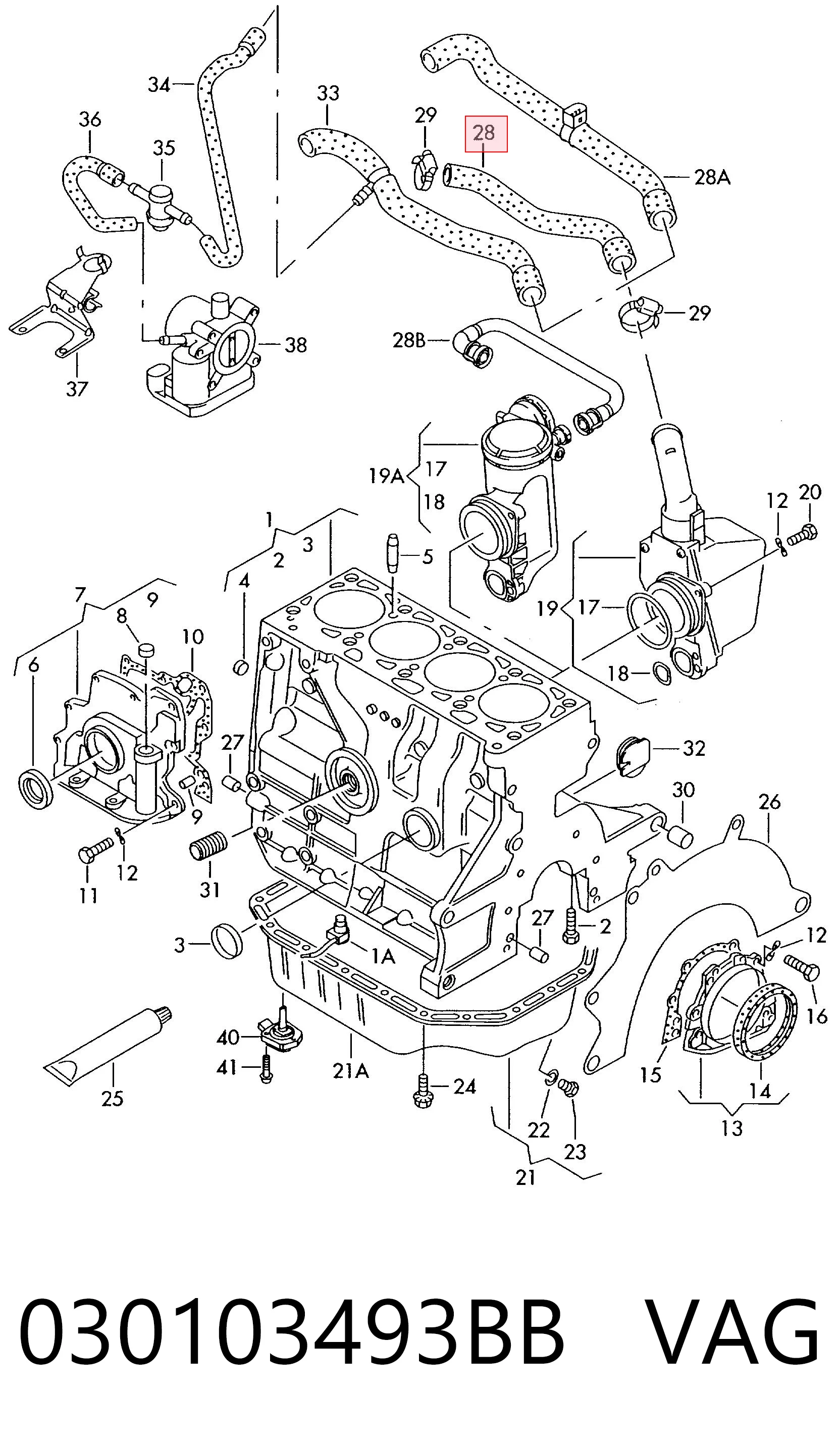 030103493BB VAG Cano derivado de ventilação de cárter (de separador de óleo)