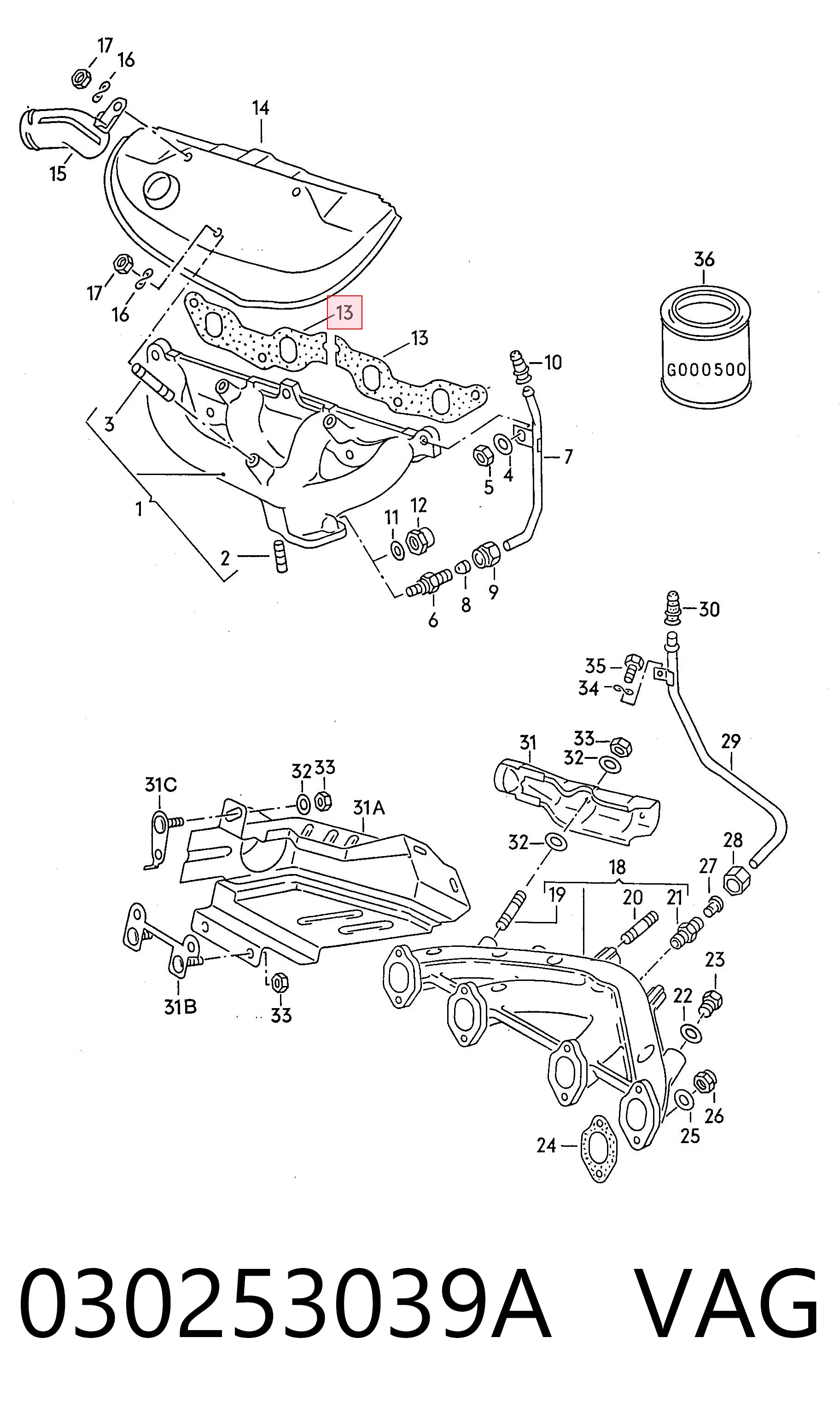 Vedante de tubo coletor de escape para Volkswagen Polo II 86C