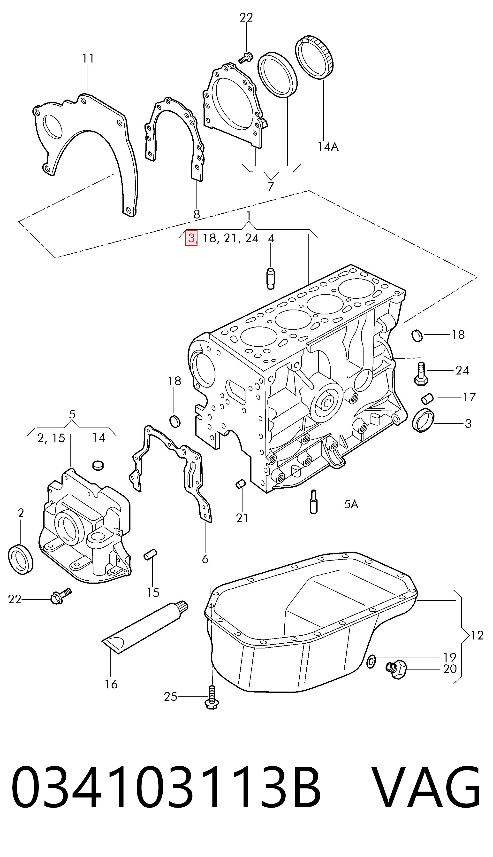 Tampão CBC/do bloco de cilindros para Volkswagen Caddy II 9K9