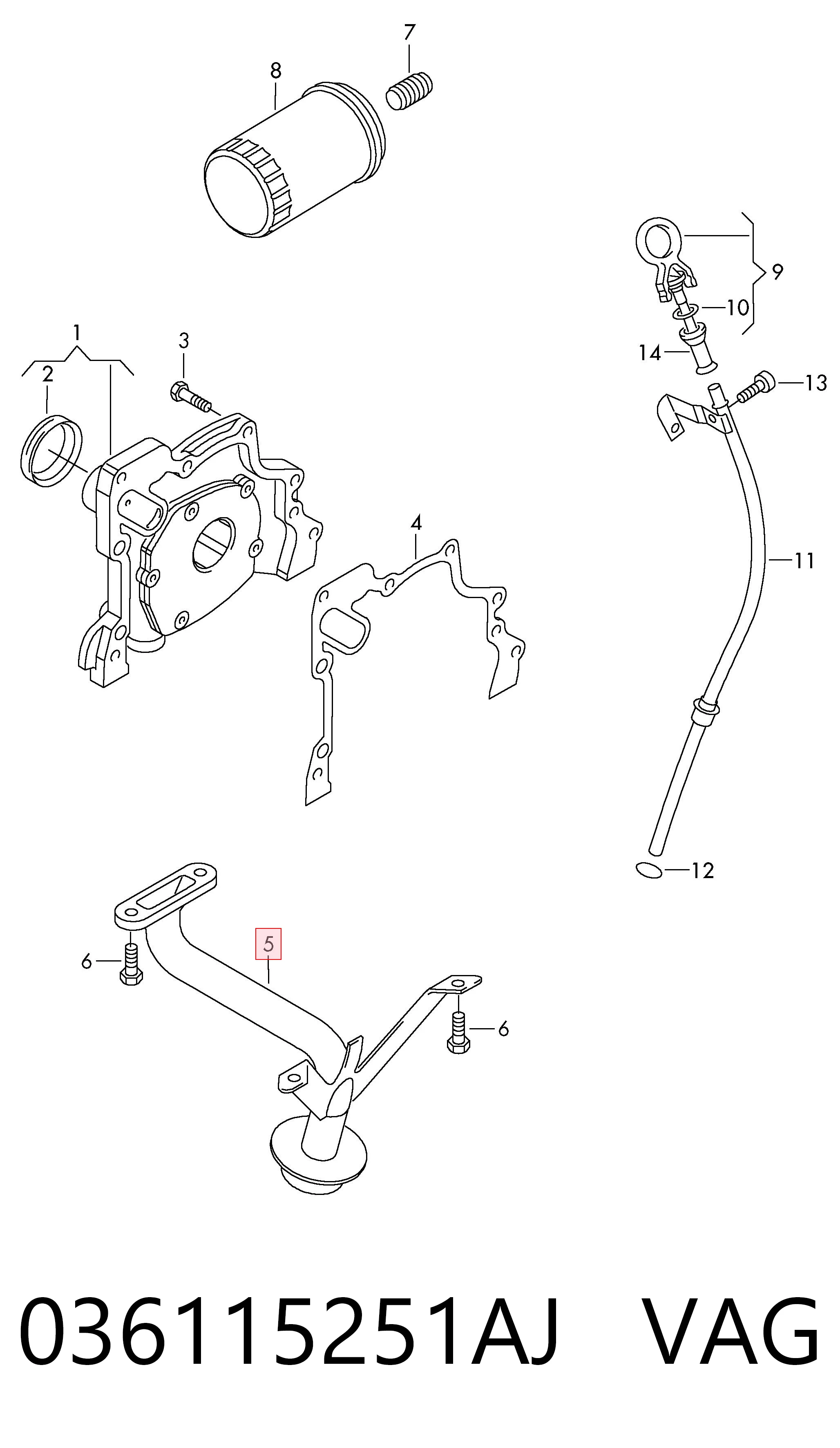 Receptor de óleo (coletor de óleo) VAG 036115251AJ preço, a partir de 24,69 USD