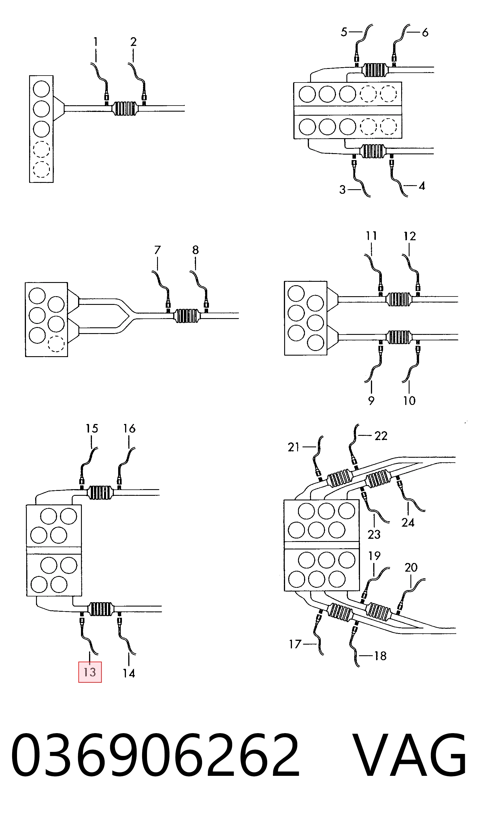 036906262 VAG Sonda lambda, sensor esquerdo de oxigênio até o catalisador