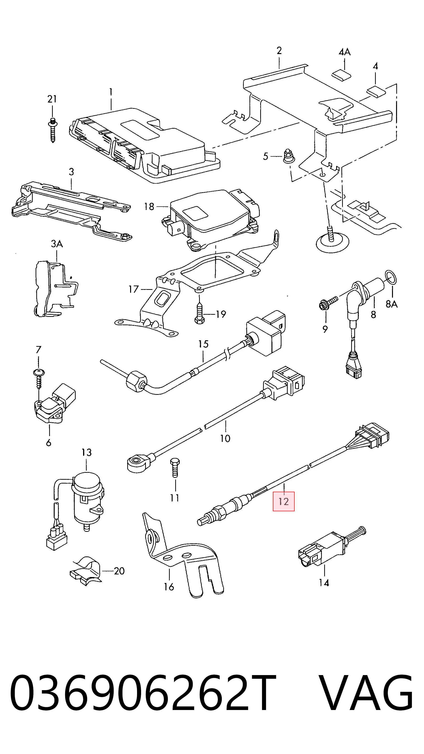 036906262T VAG Sonda lambda, sensor de oxigênio até o catalisador