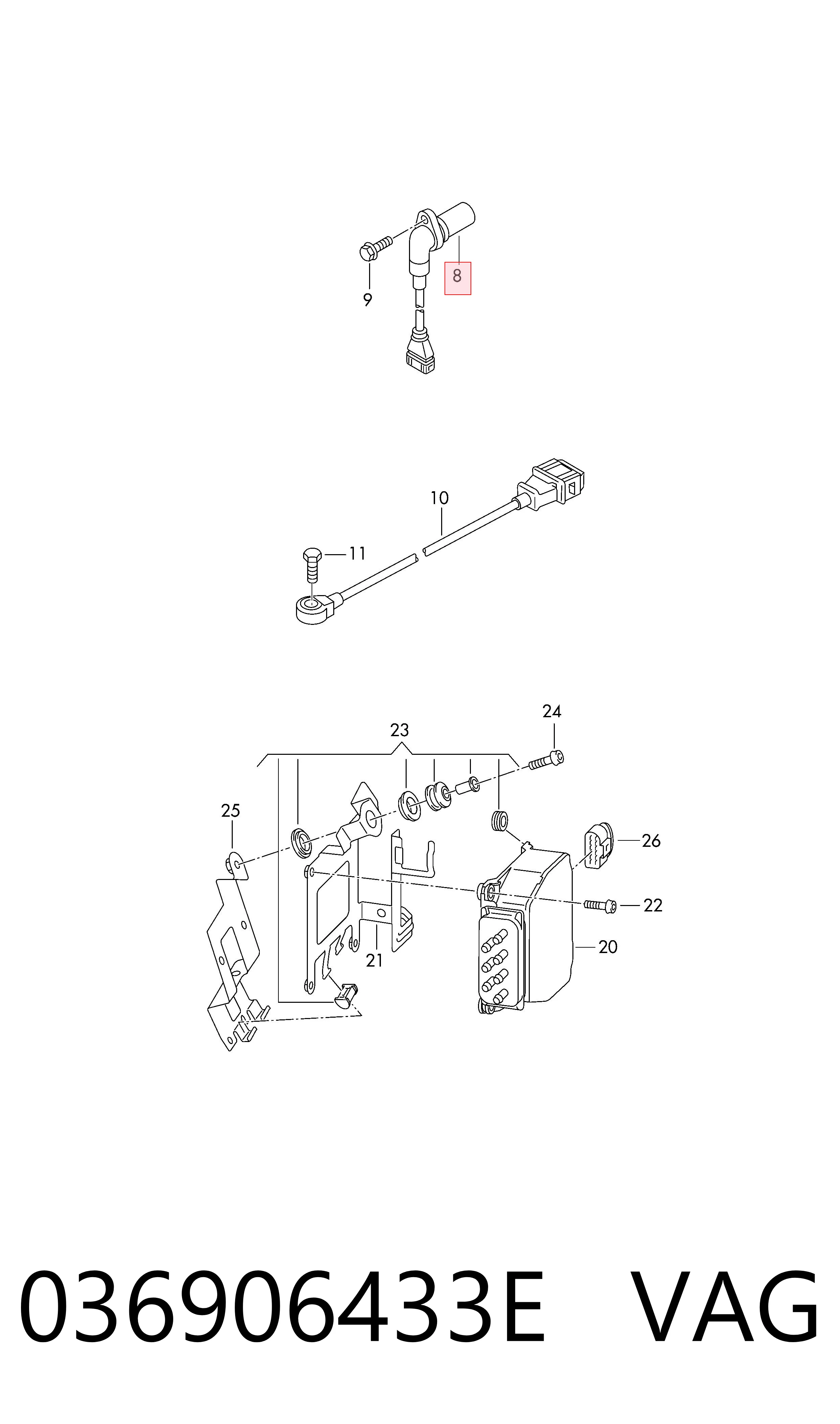 036906433E VAG Sensor de posição (de revoluções) de cambota