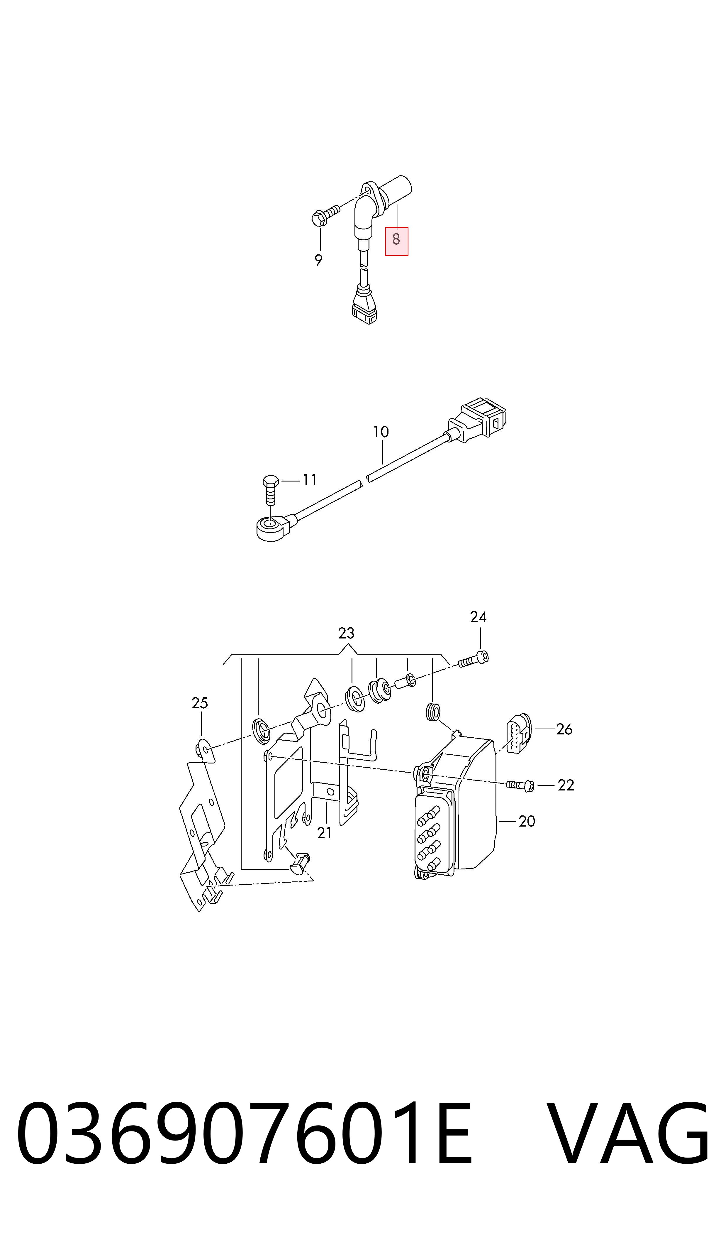 036907601E VAG Sensor de posição da árvore distribuidora