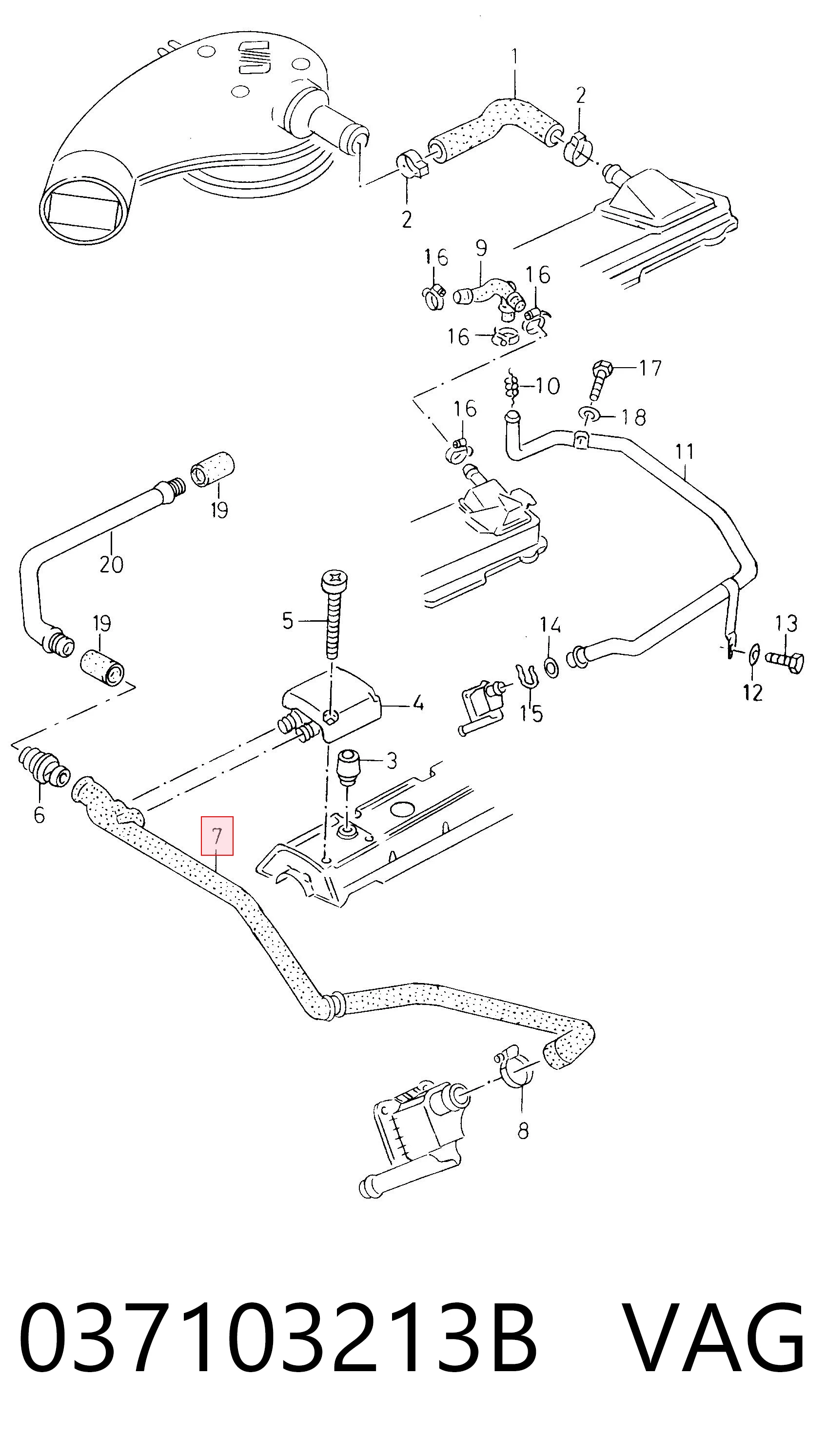 037103213B VAG Cano derivado de ventilação de cárter (de separador de óleo)