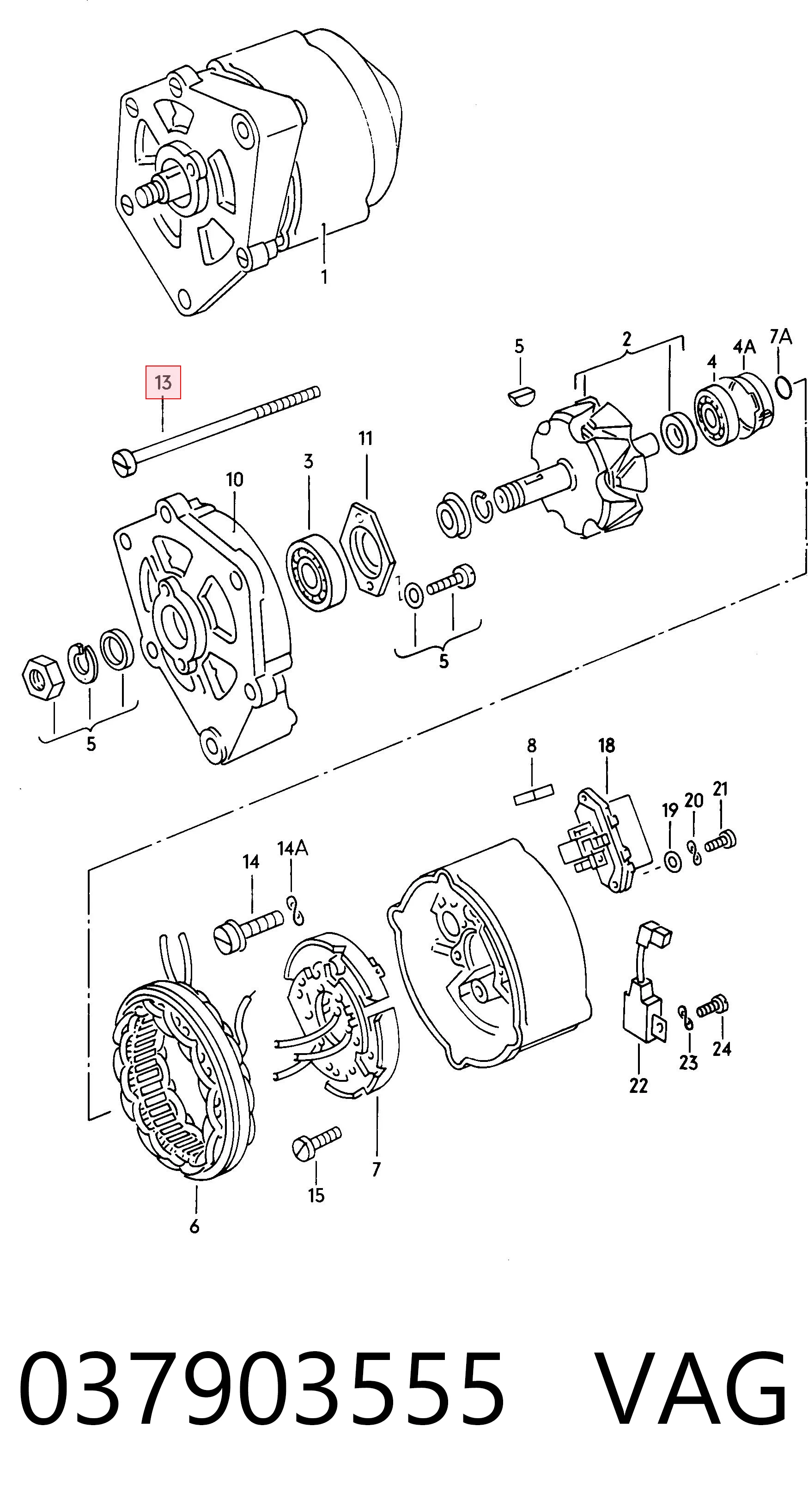 037903555 VAG Kit de reparação do motor de arranco
