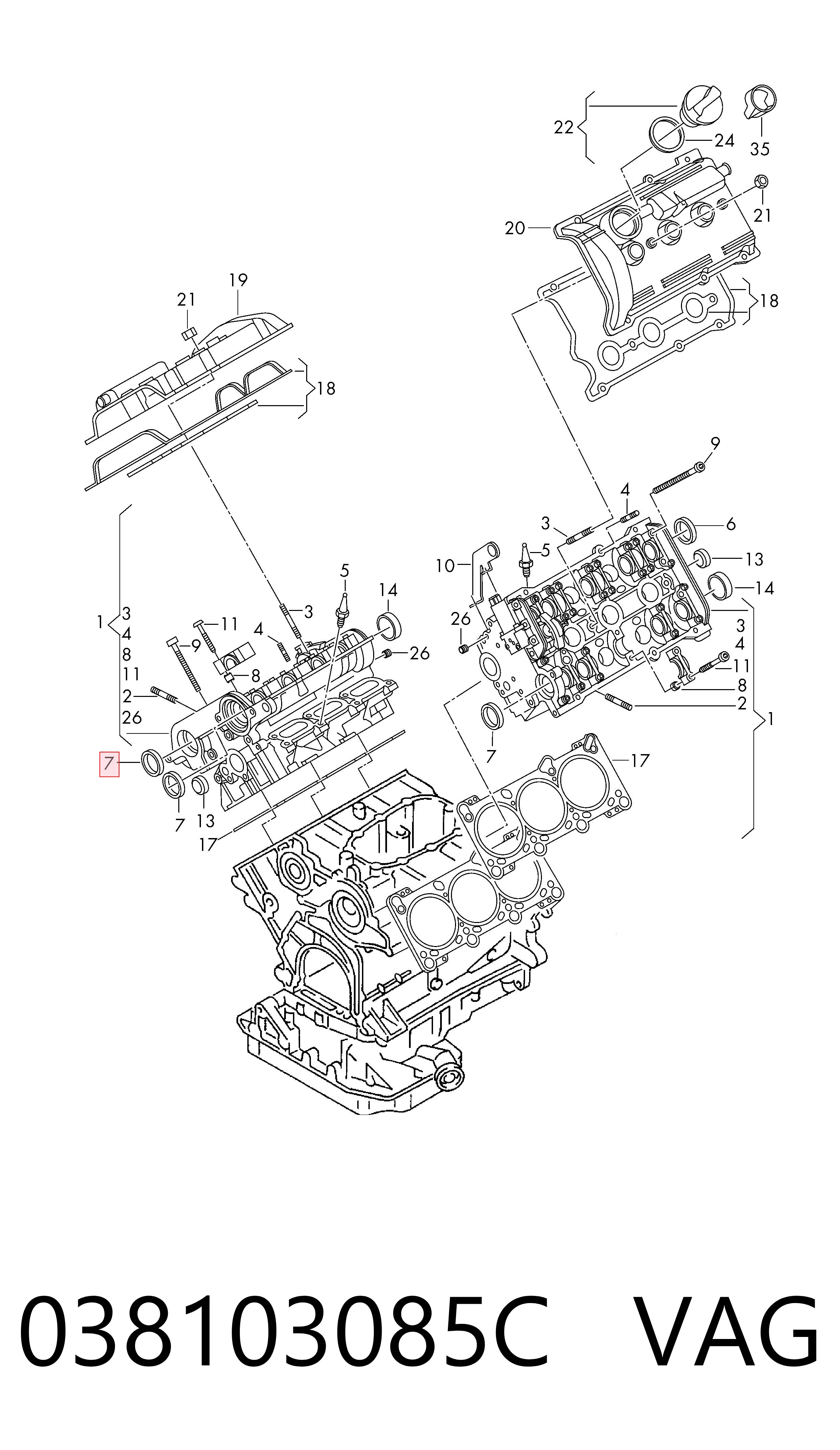 038103085C VAG Vedação da árvore distribuidora de motor