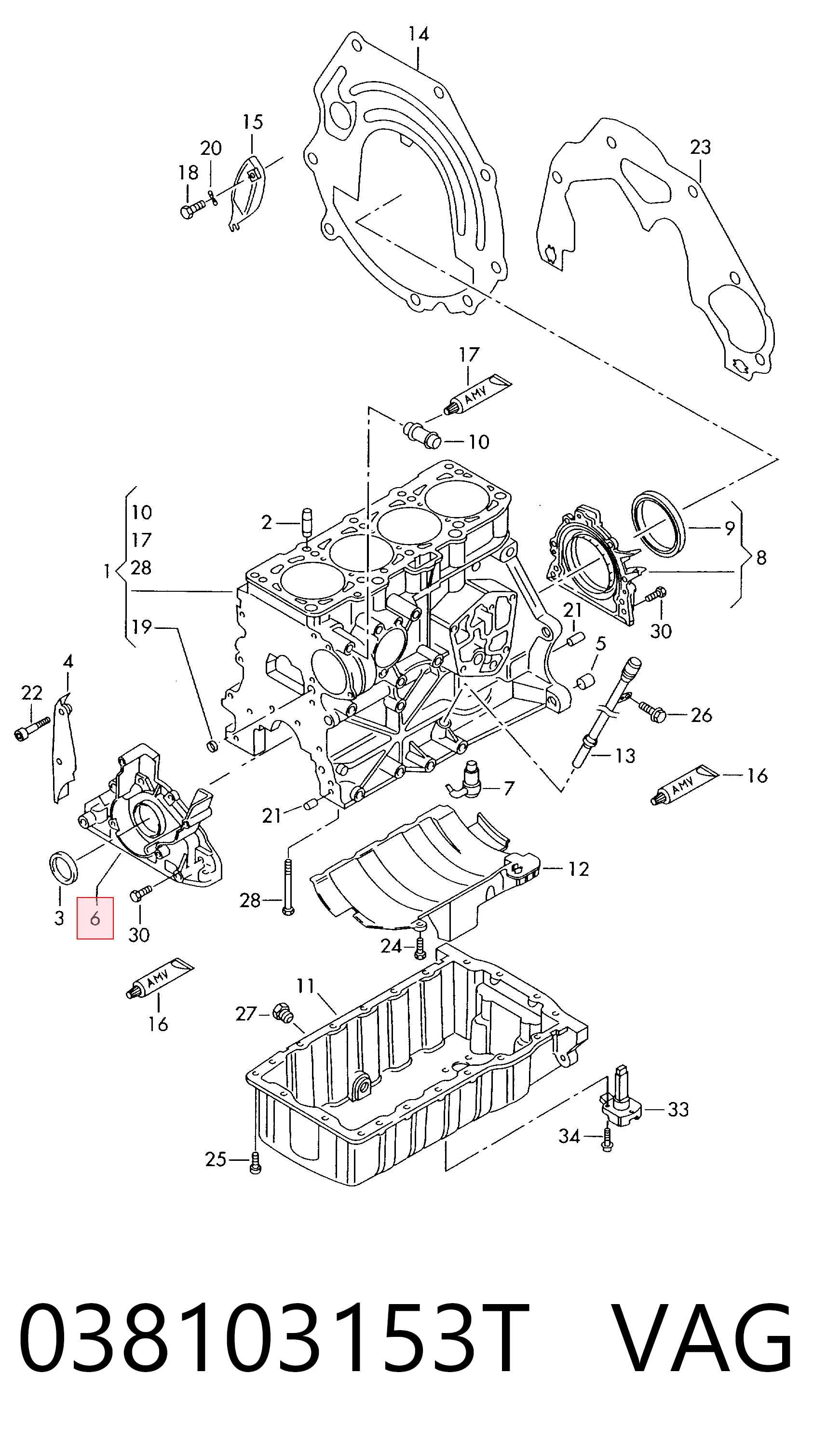 038103153T VAG Tampa de motor dianteira