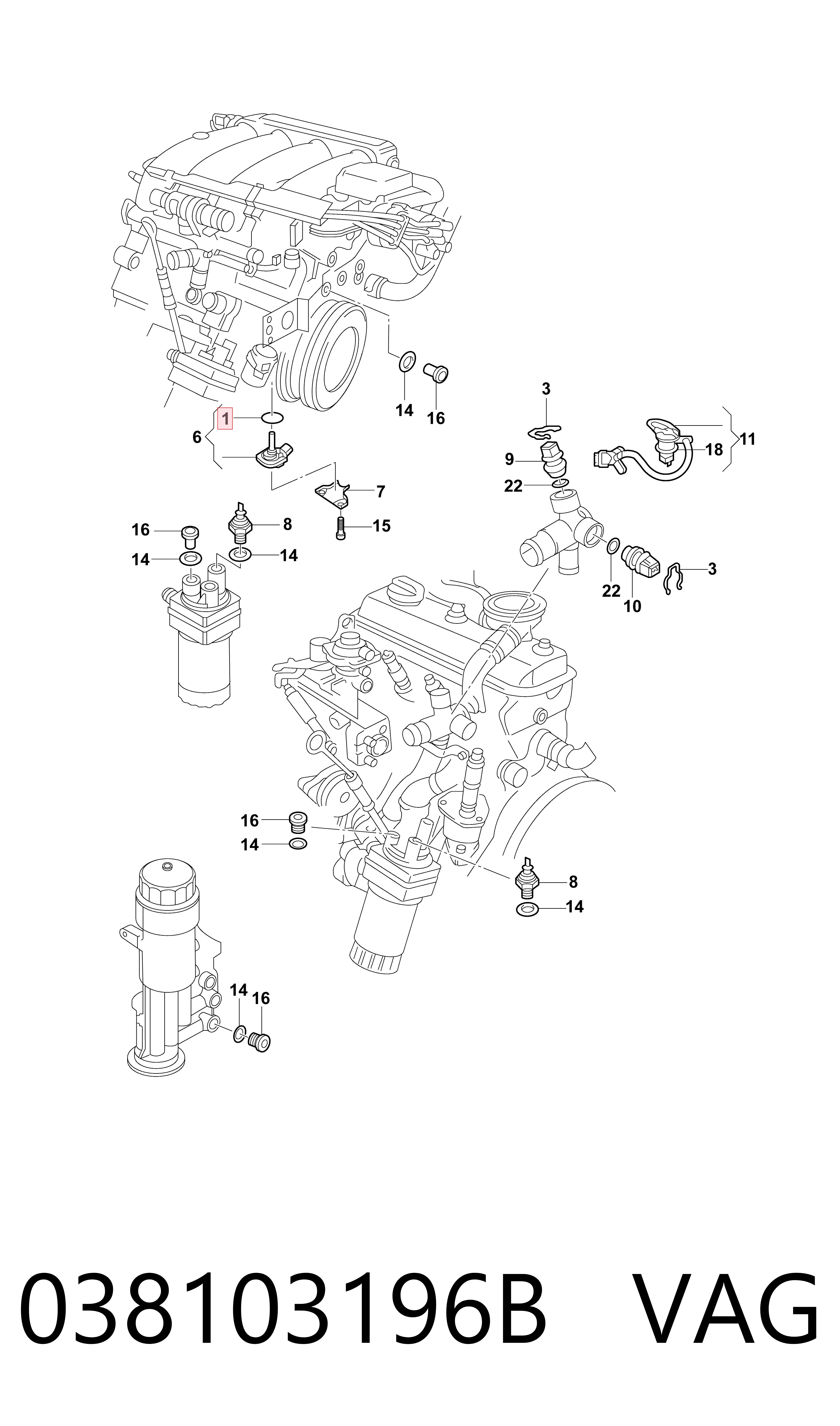 038103196B VAG Vedante anular de sensor do nível de óleo