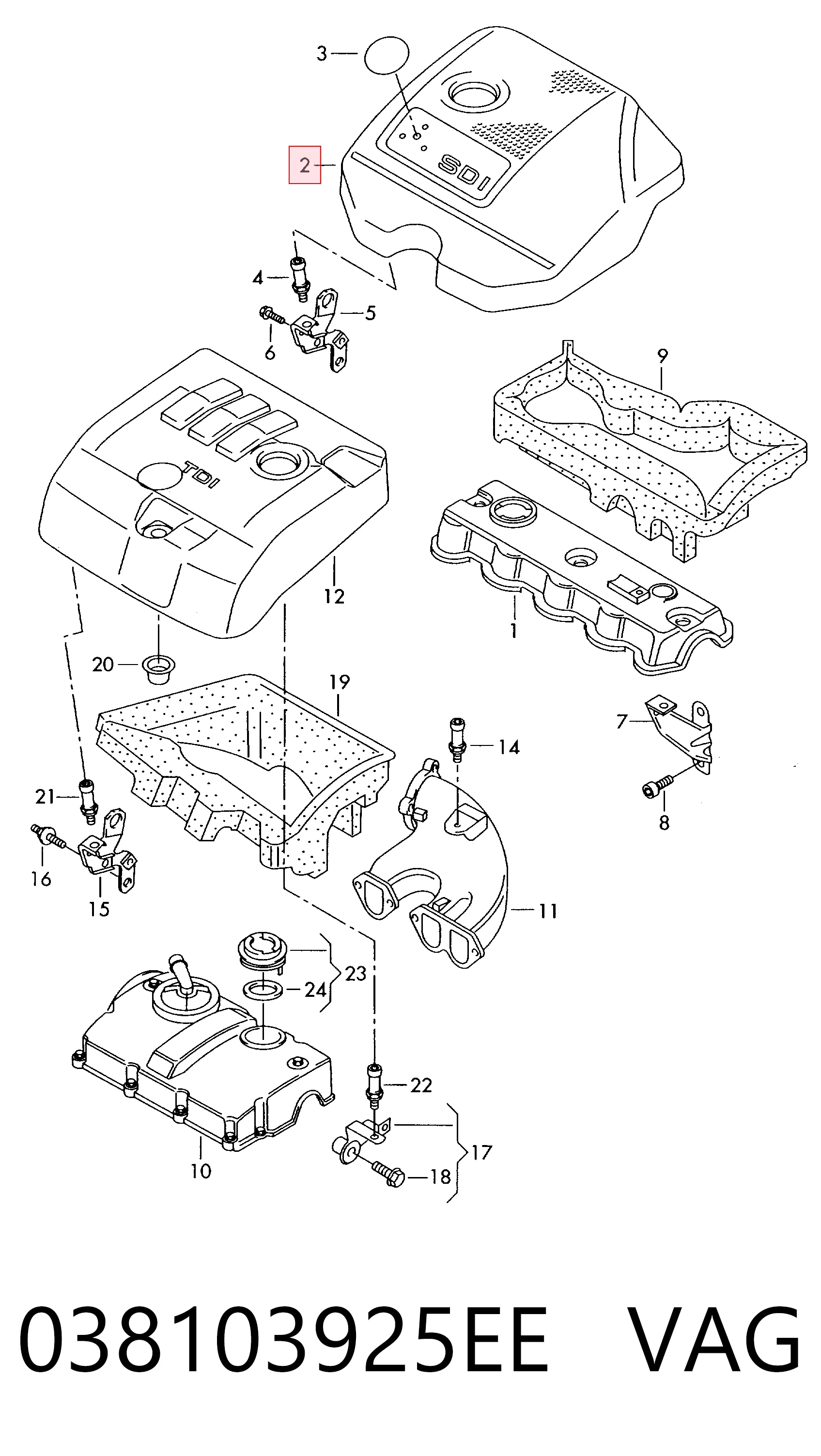 Tampa de motor decorativa Volkswagen Polo IV 9N, 9A ao melhor preço