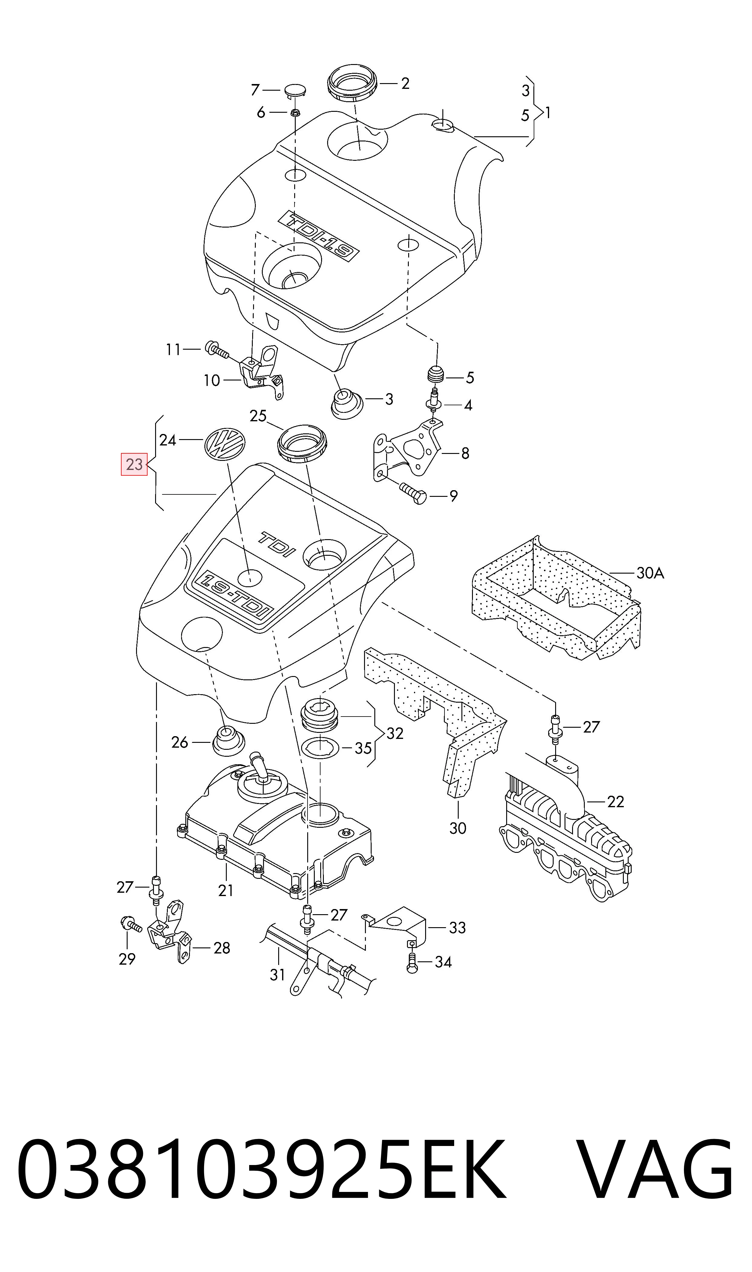 Tampa de motor decorativa para Volkswagen Golf IV 1J1