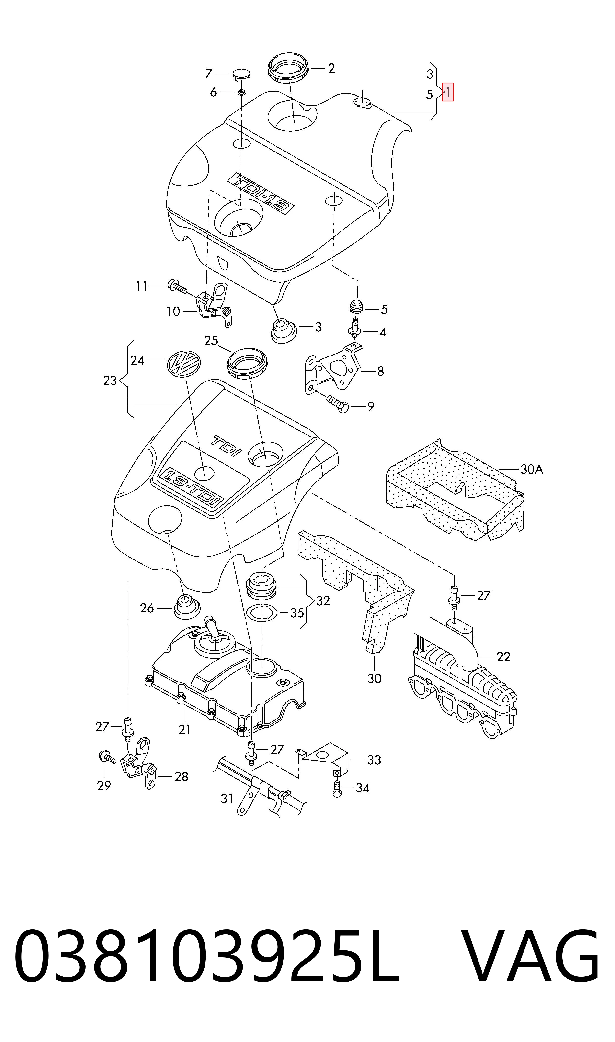 Tampa de motor decorativa para Volkswagen Caddy II 9K9