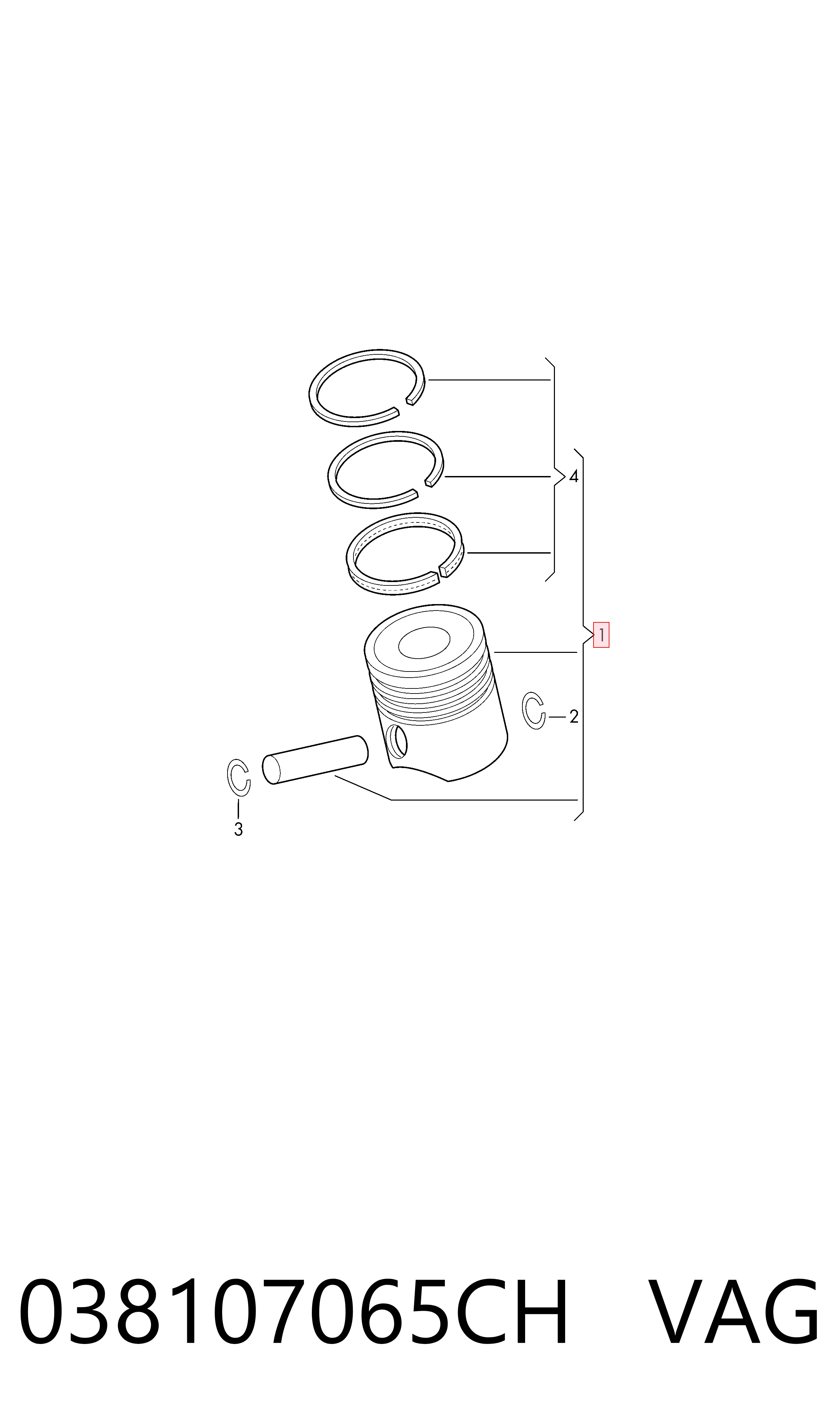 038107065CH VAG Pistão do kit para 1 cilindro, STD