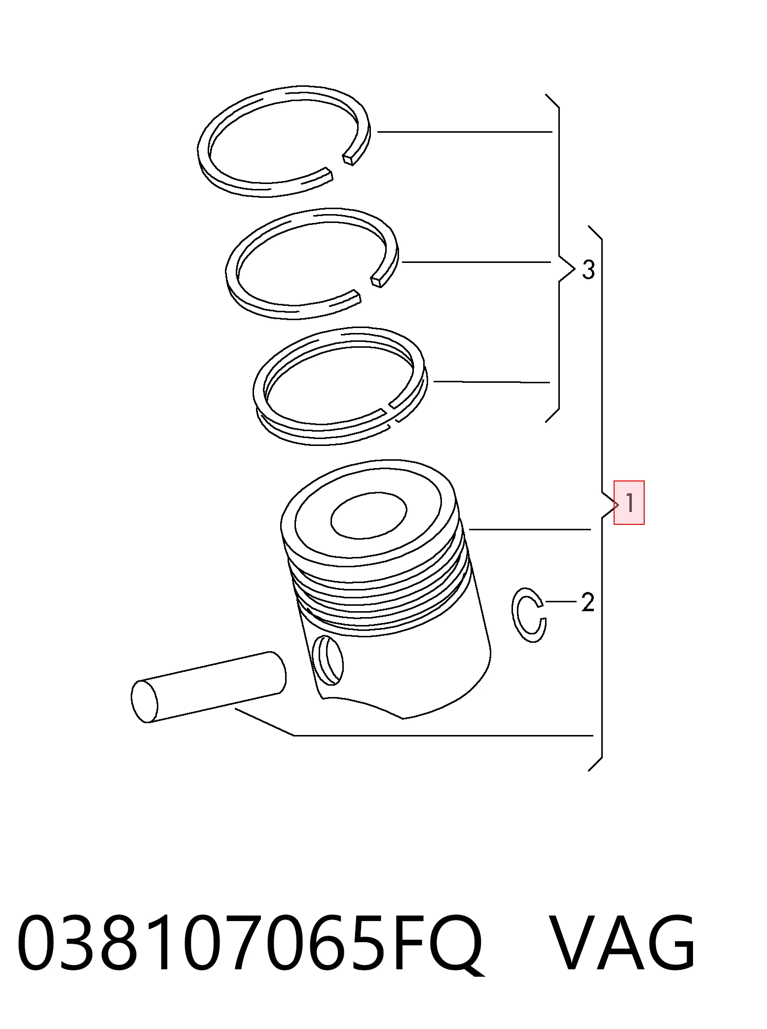 038107065FQ VAG Pistão do kit para 1 cilindro, STD