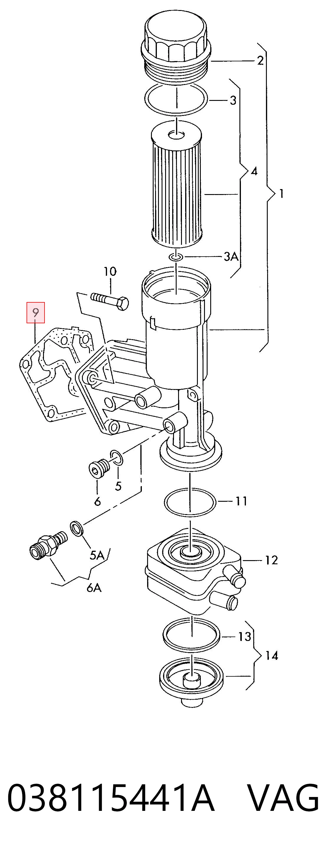 038115441A VAG Vedante de adaptador do filtro de óleo