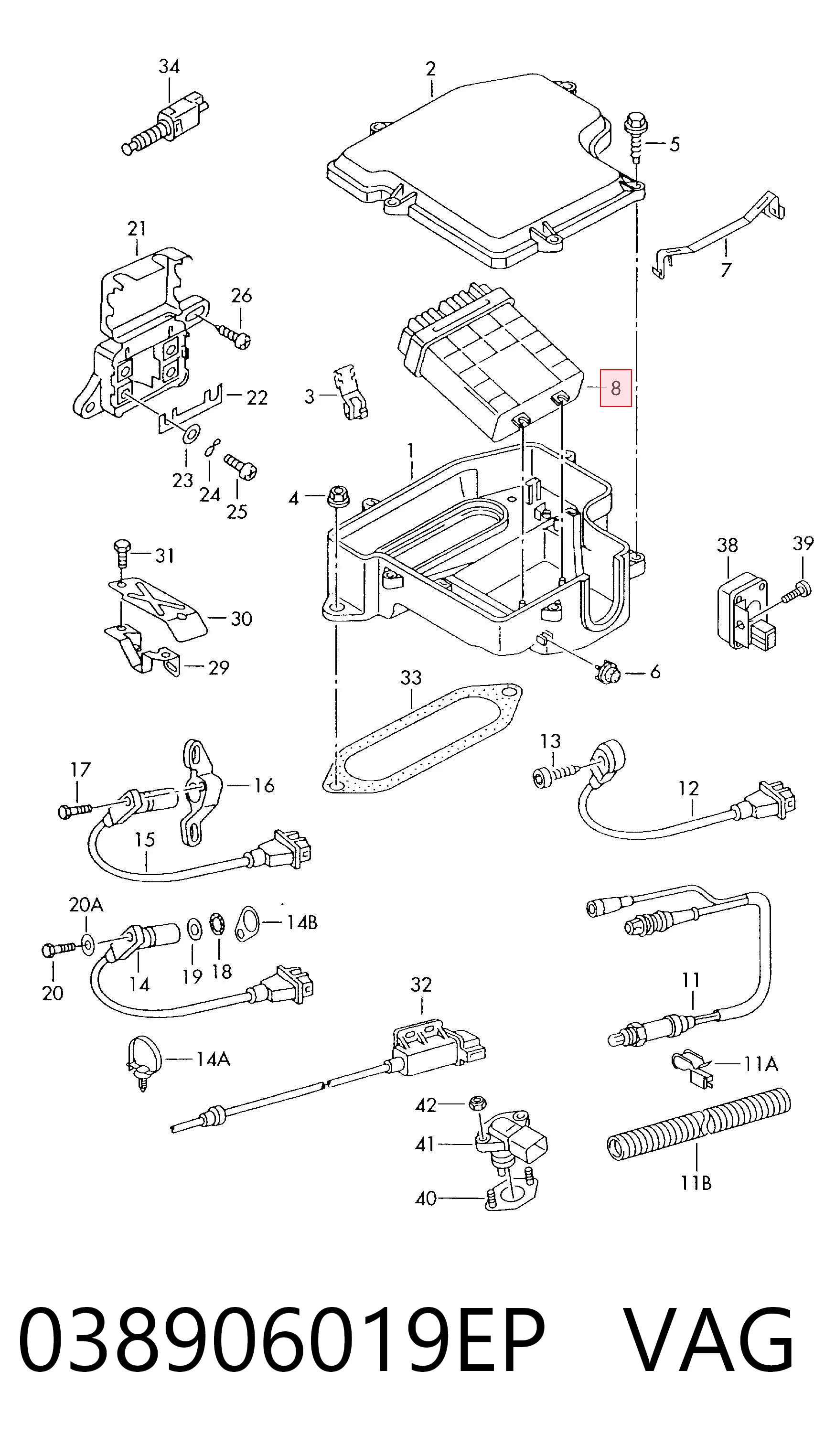 Módulo de direção (Centralina eletrônica) de motor para Volkswagen Passat B5 3B3