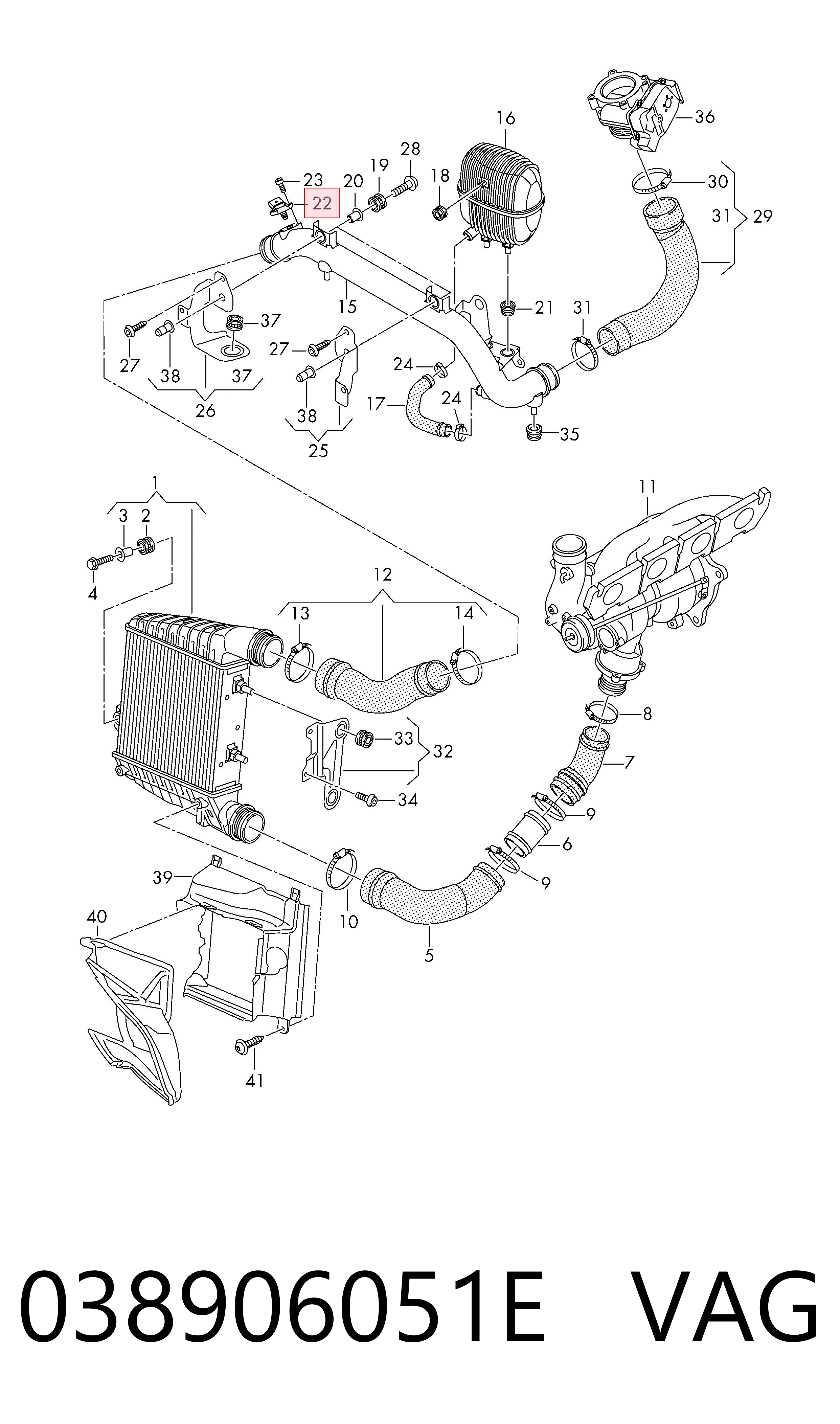 038906051E VAG Sensor de pressão de supercompressão