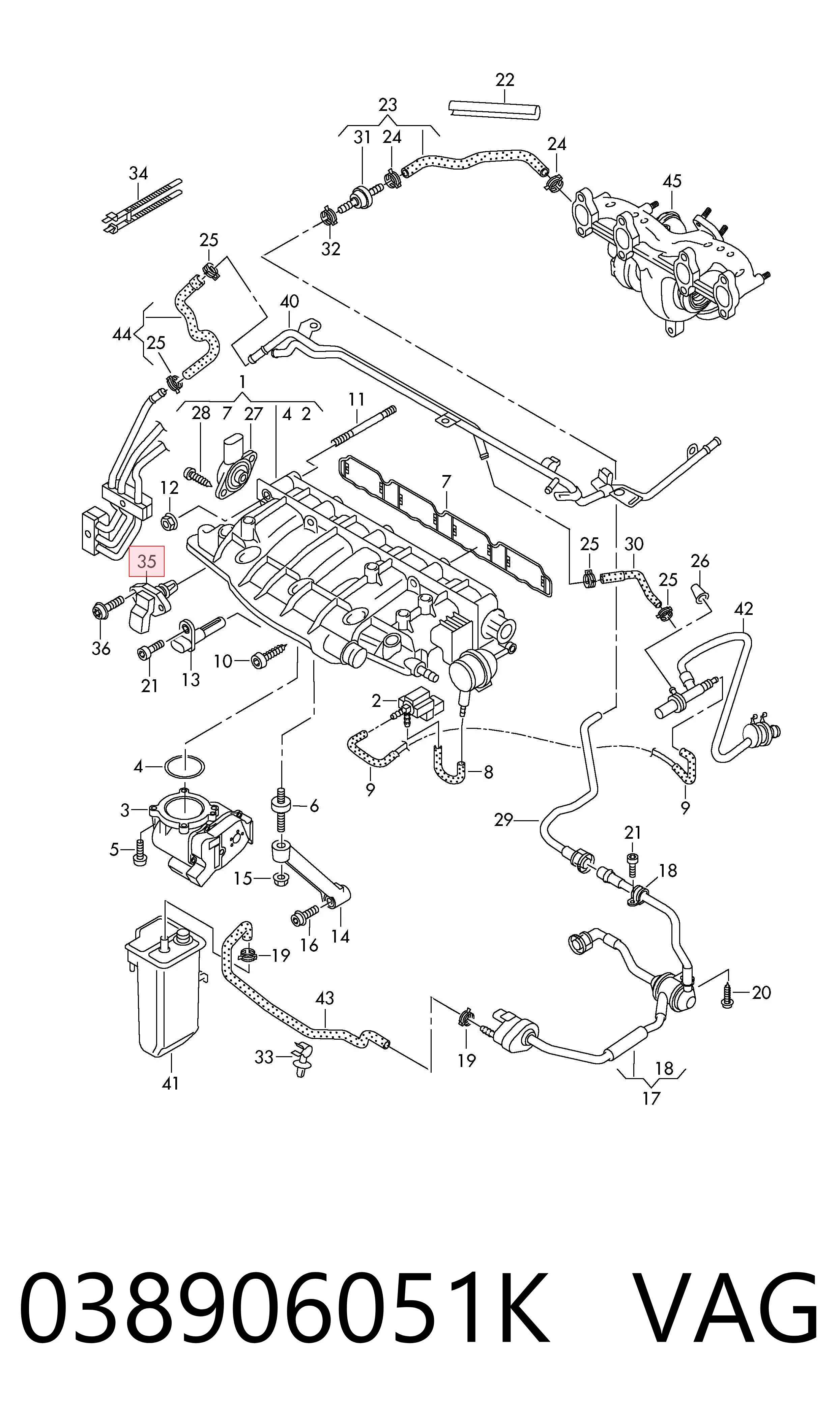 038906051K VAG Sensor de pressão de supercompressão