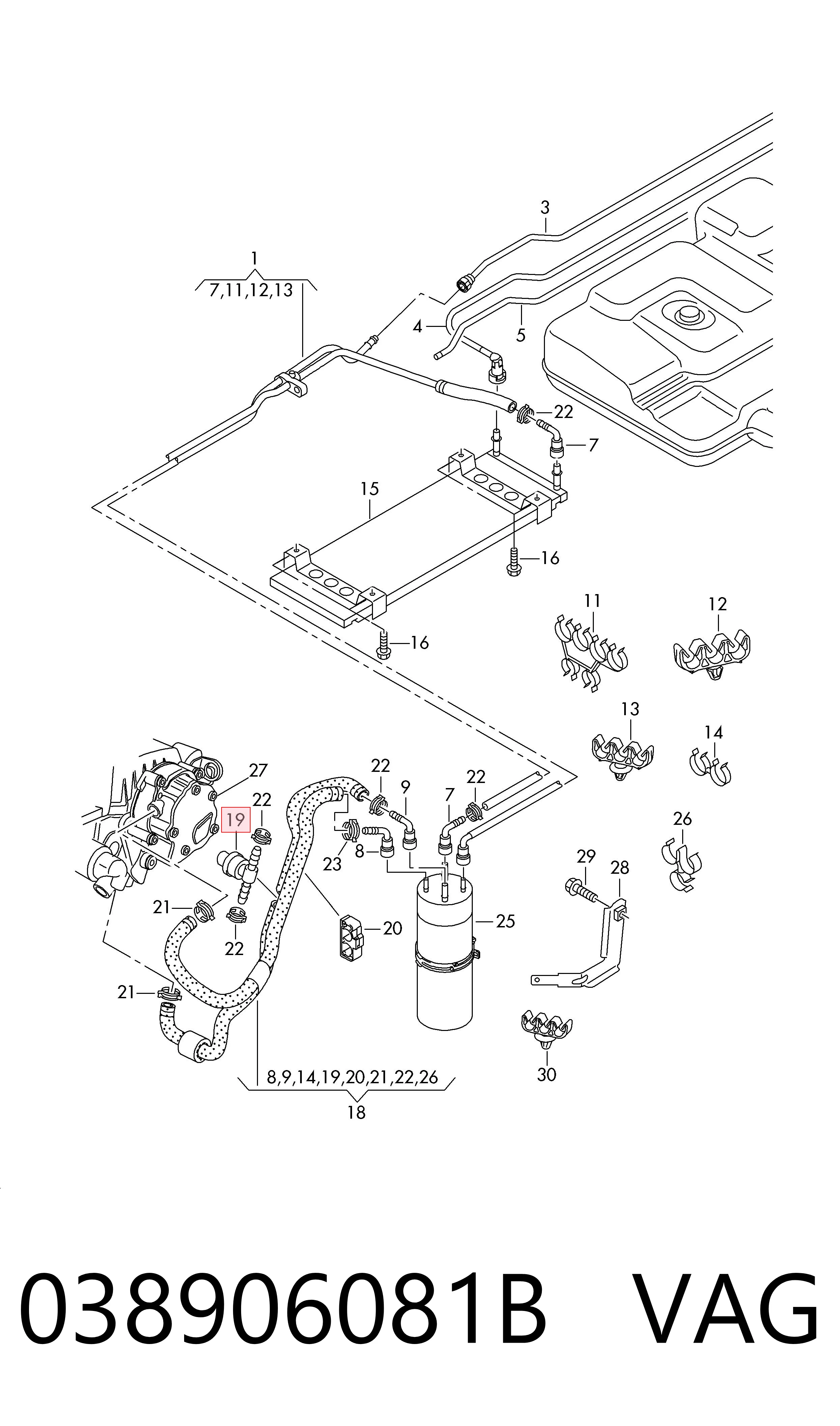 038906081B VAG Sensor de temperatura de combustível