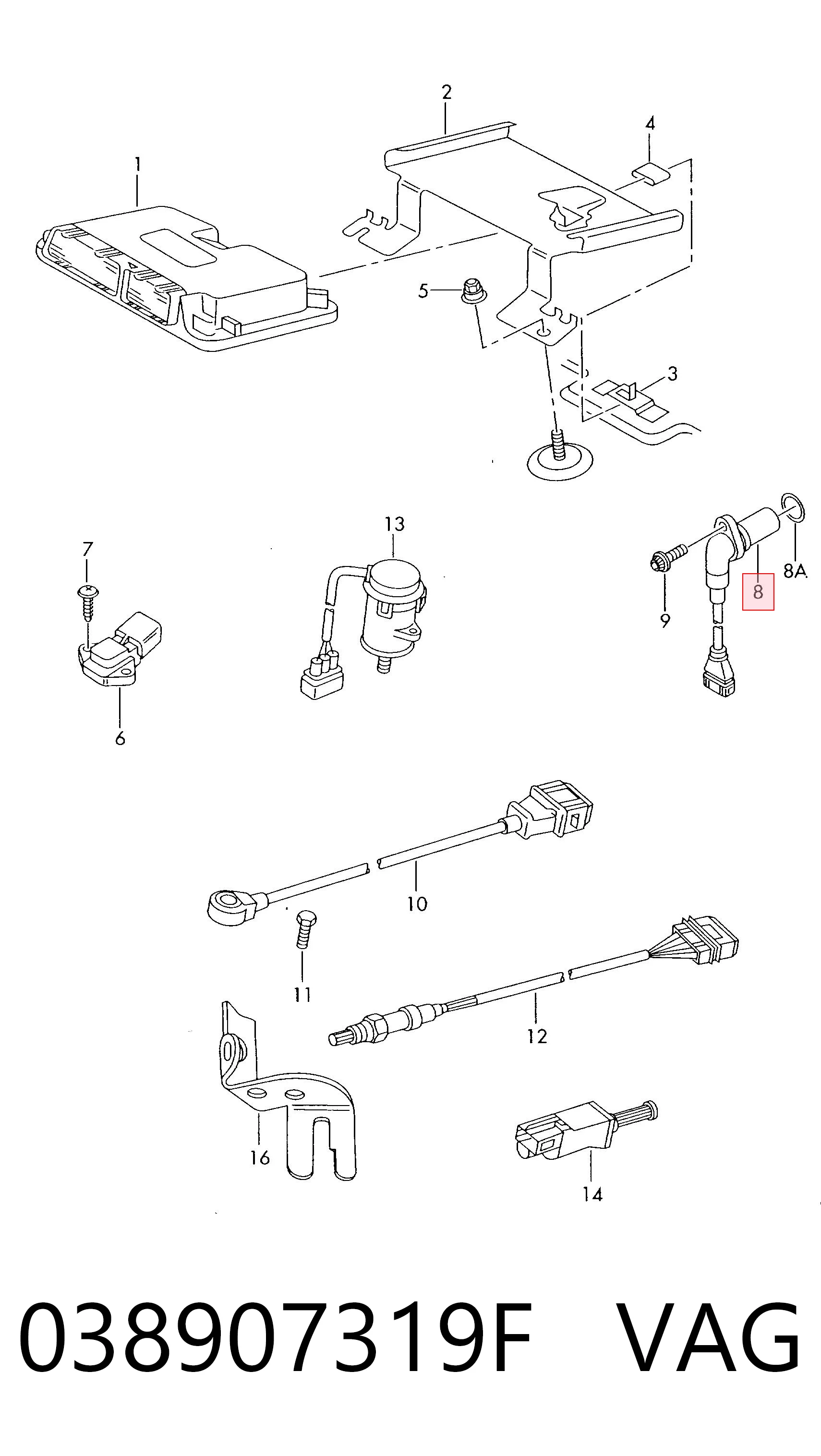 038907319F VAG Sensor de posição (de revoluções) de cambota