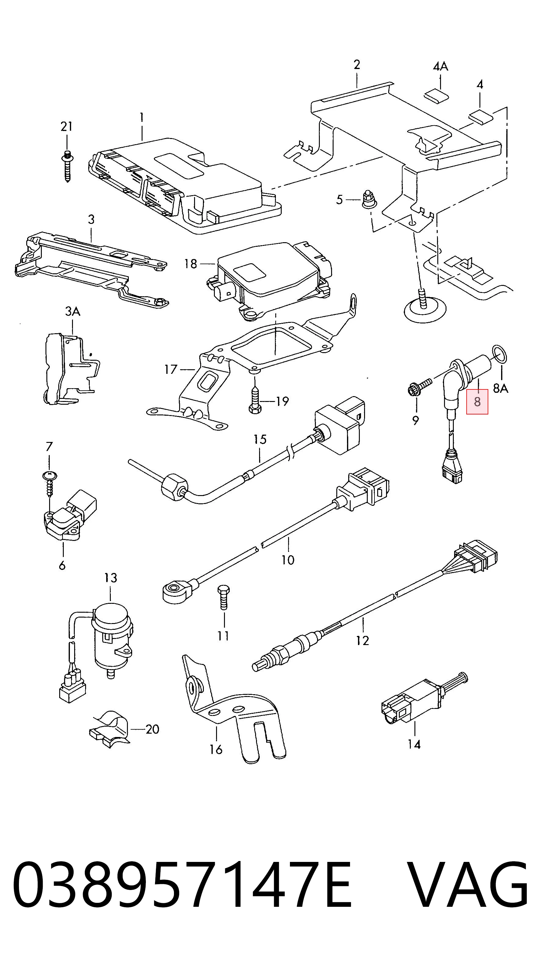 Compre 038957147E VAG Sensor de posição (de revoluções) de cambota